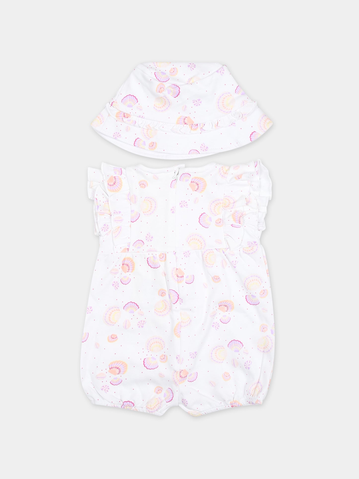 Pagliaccetto bianco per bambina con conchiglie all-over,Carrement Beau,Y30016 10P