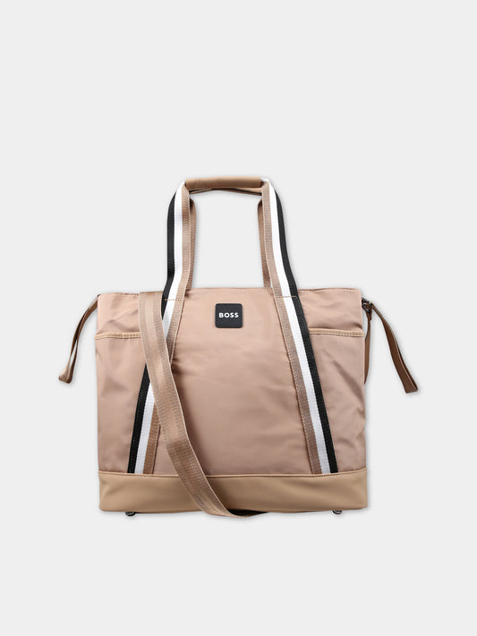Borsa mamma beige per neonato con logo,Boss,J50938 269