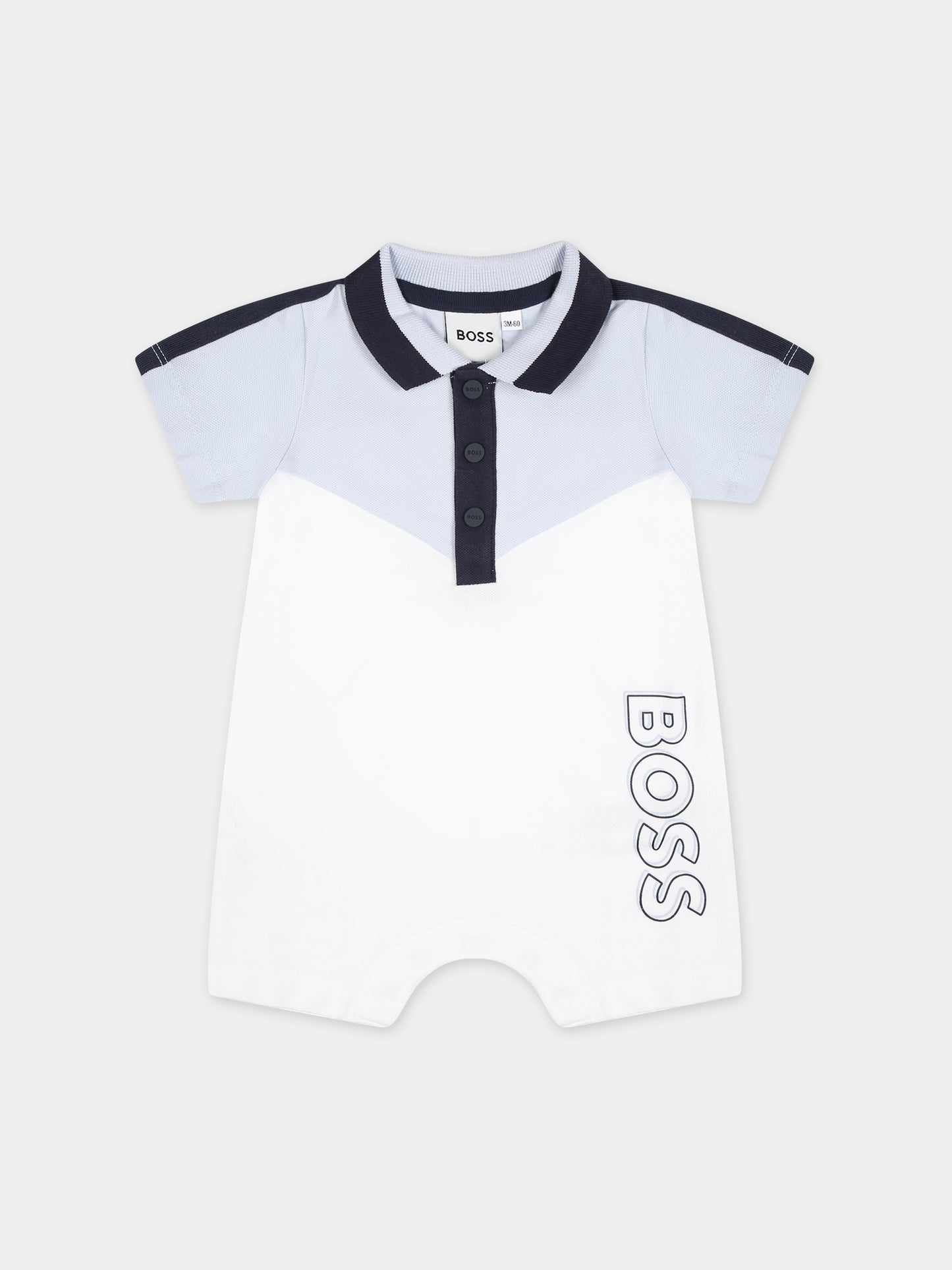 Pagliaccetto bianco per neonato con logo,Boss,J50781 10P