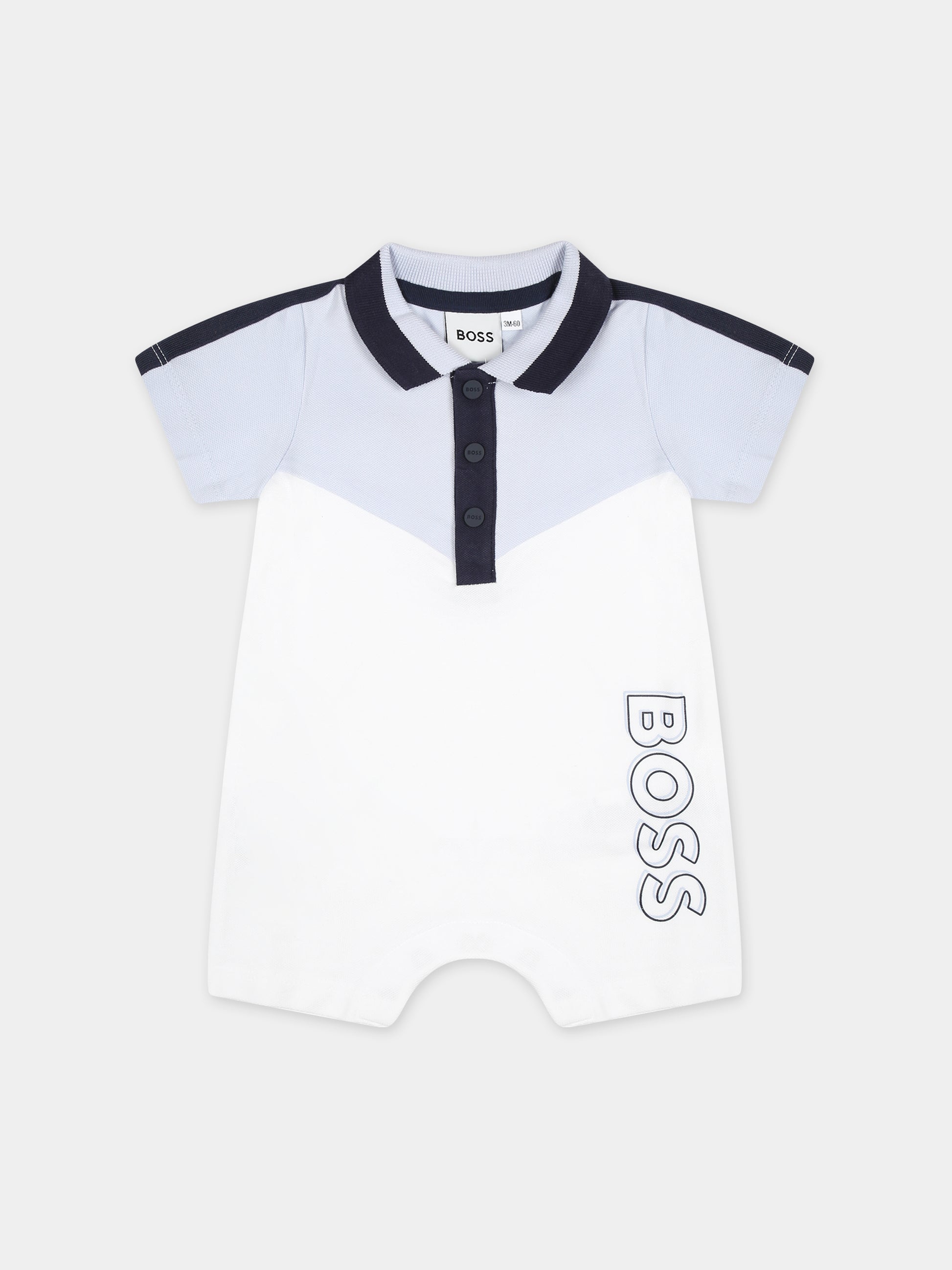Pagliaccetto bianco per neonato con logo,Boss,J50781 10P