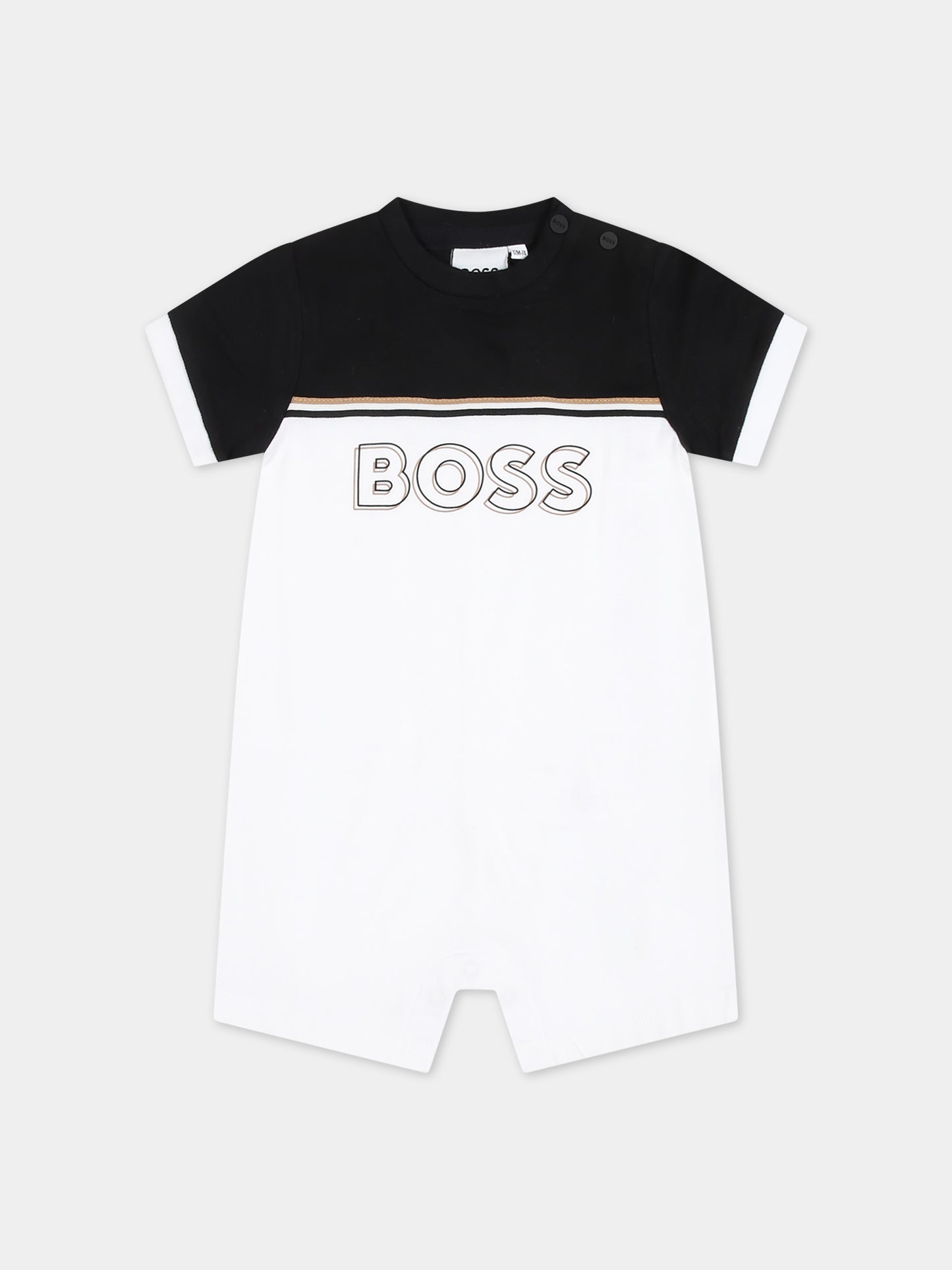 Pagliaccetto bianco per neonato con logo,Boss,J50793 10P