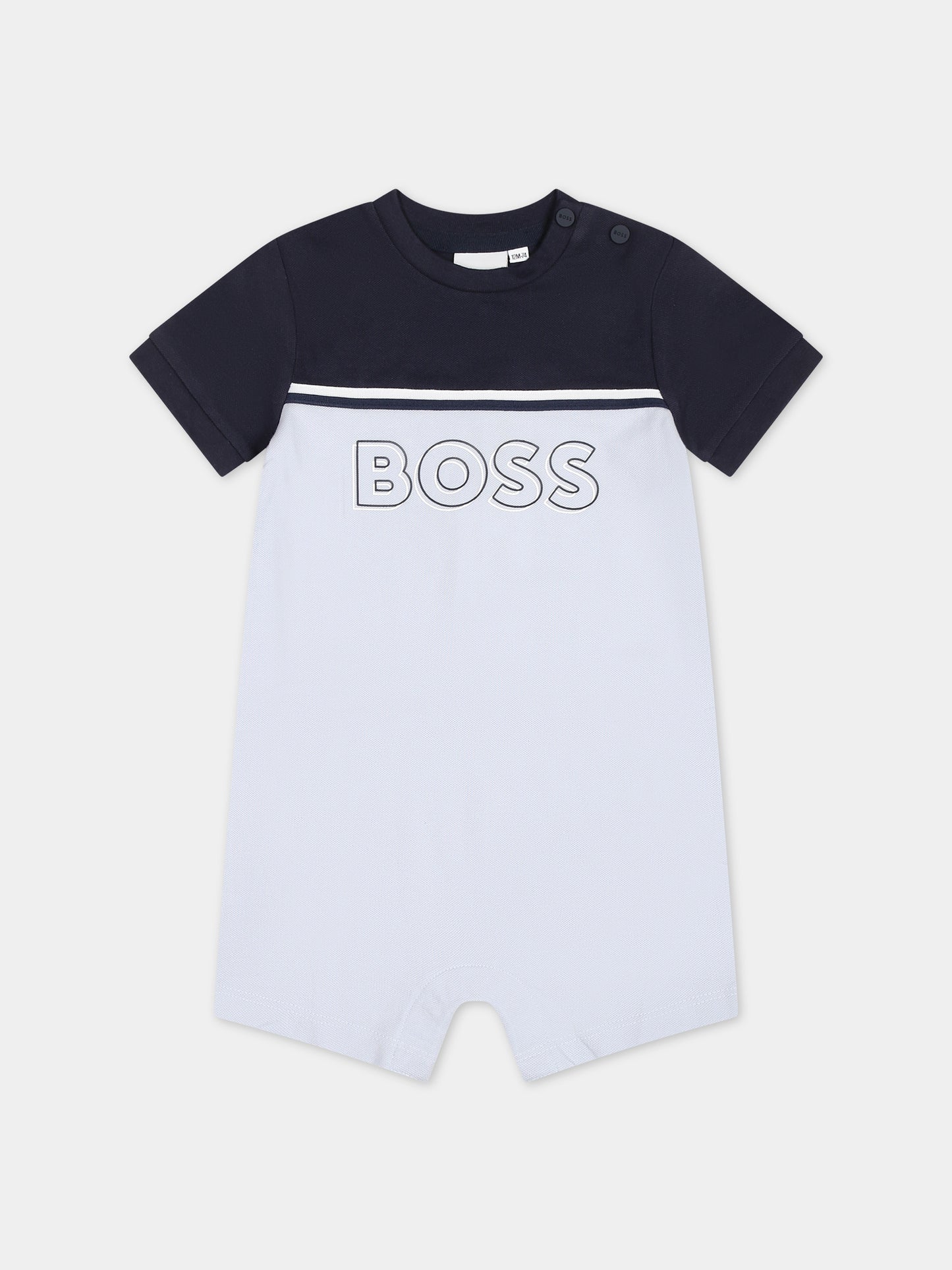 Pagliaccetto celeste per neonato con logo,Boss,J50793 771