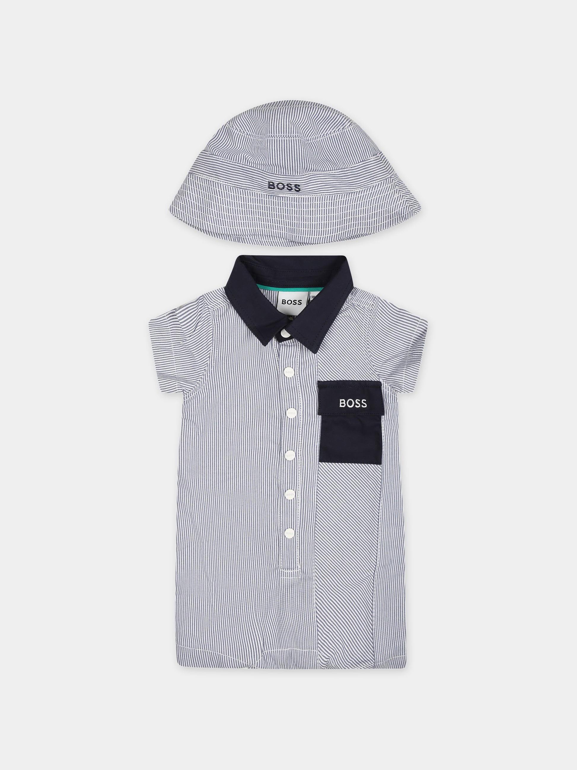 Set blu per neonato con logo,Boss,J50787 V21