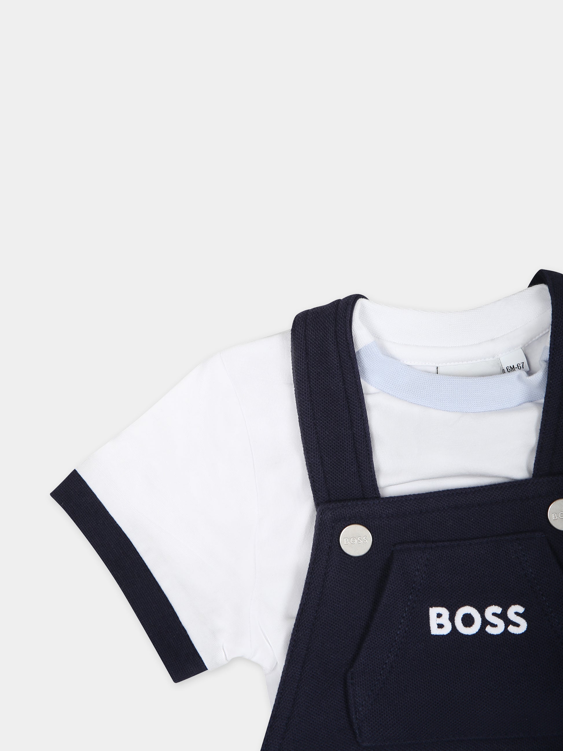 Salopette blu per neontato con logo,Boss,J50801 849