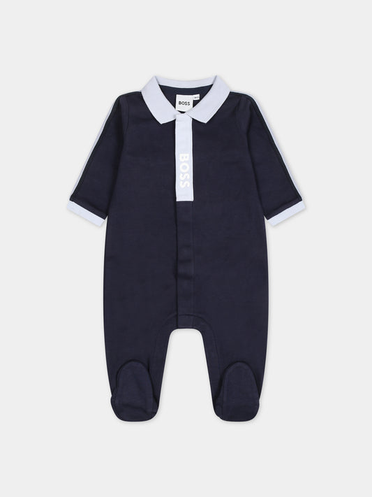 Tutina blu per neonato con logo,Boss,J50782 849