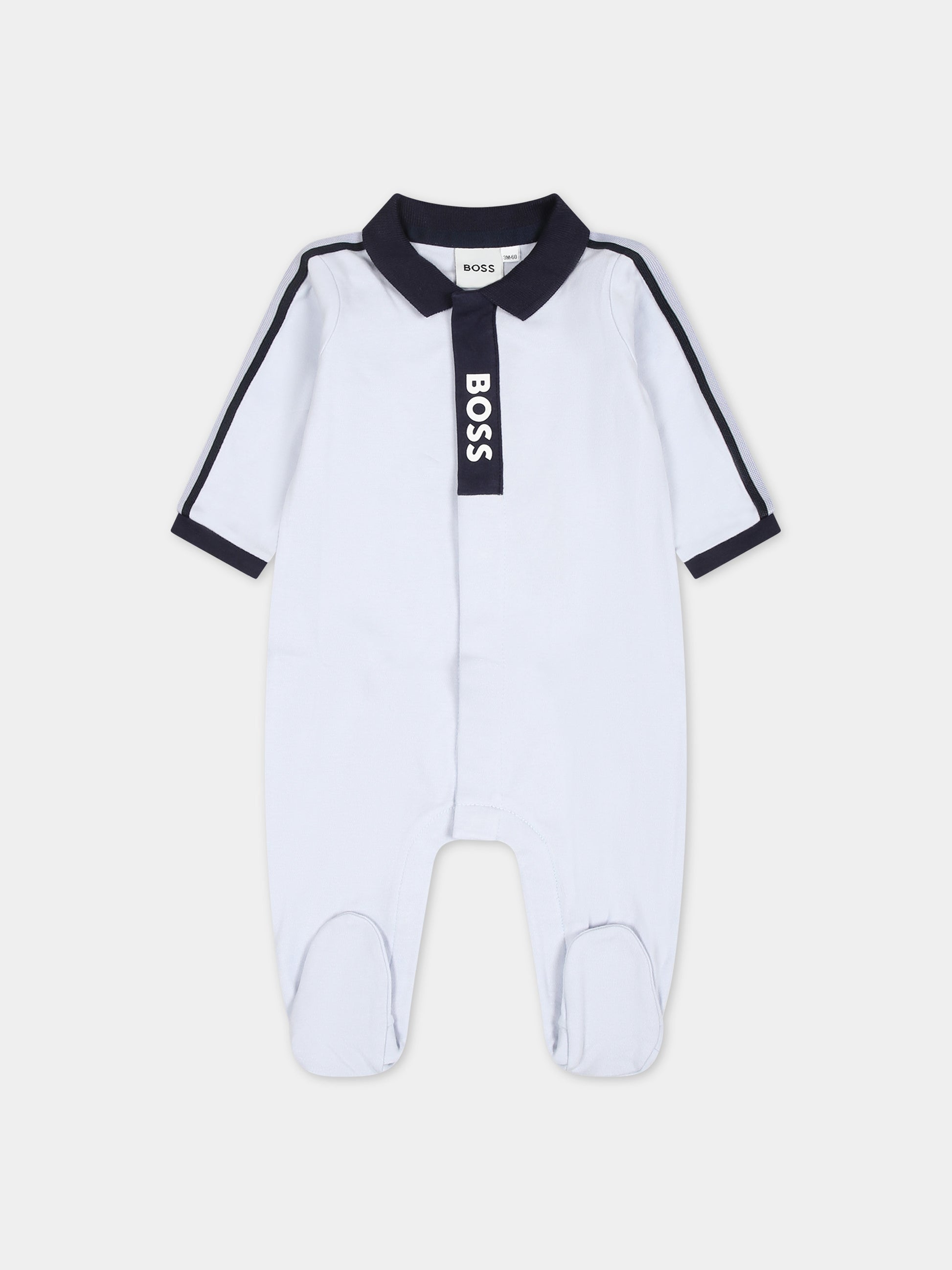 Tutina celeste per neonato con logo,Boss,J50782 771
