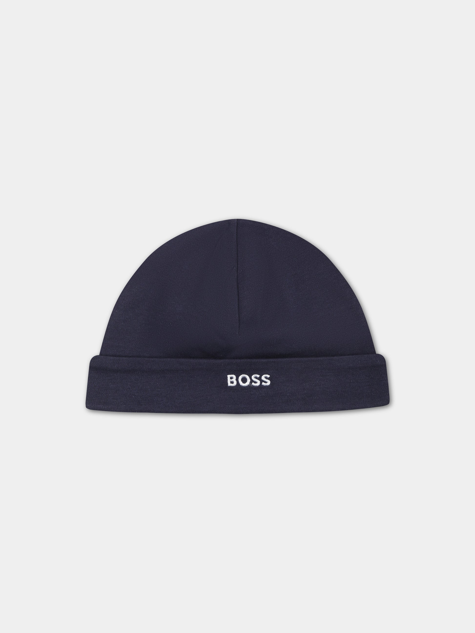 Cappello blu per neonato con logo,Boss,J50786 849