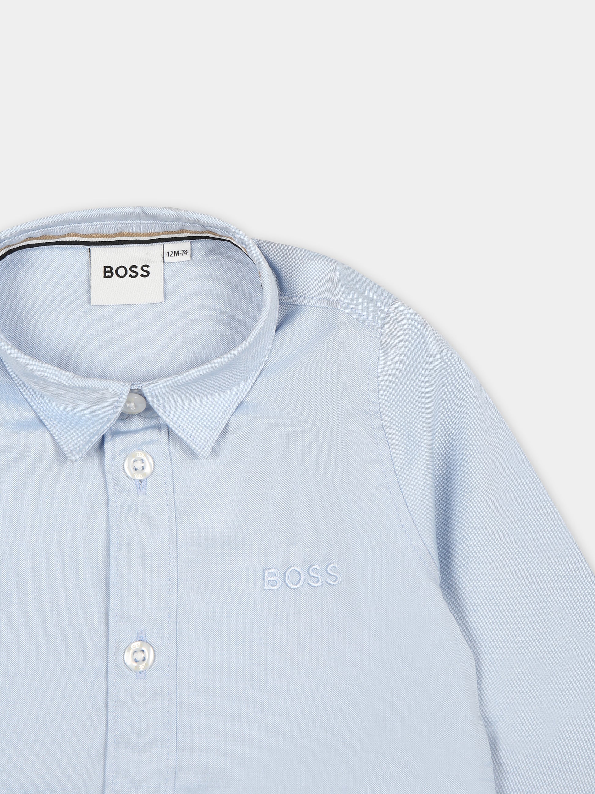 Camicia celeste per neonato con logo,Boss,J50586 77D