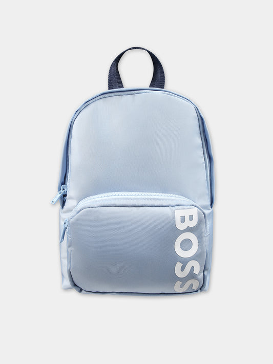 Zaino celeste per bambino con logo,Boss,J50981 783