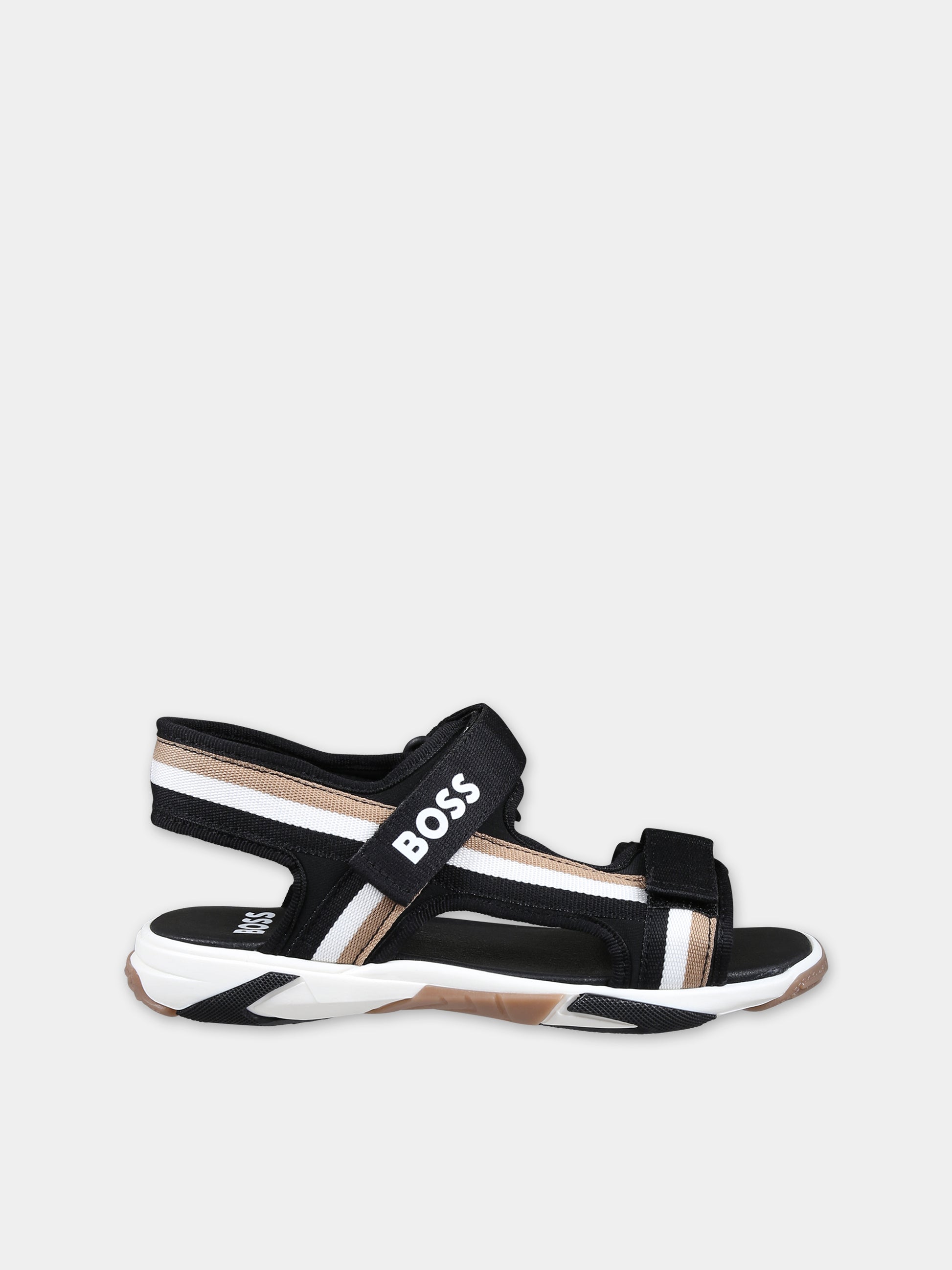 Sandali neri per bambino con logo,Boss,J50877 09B