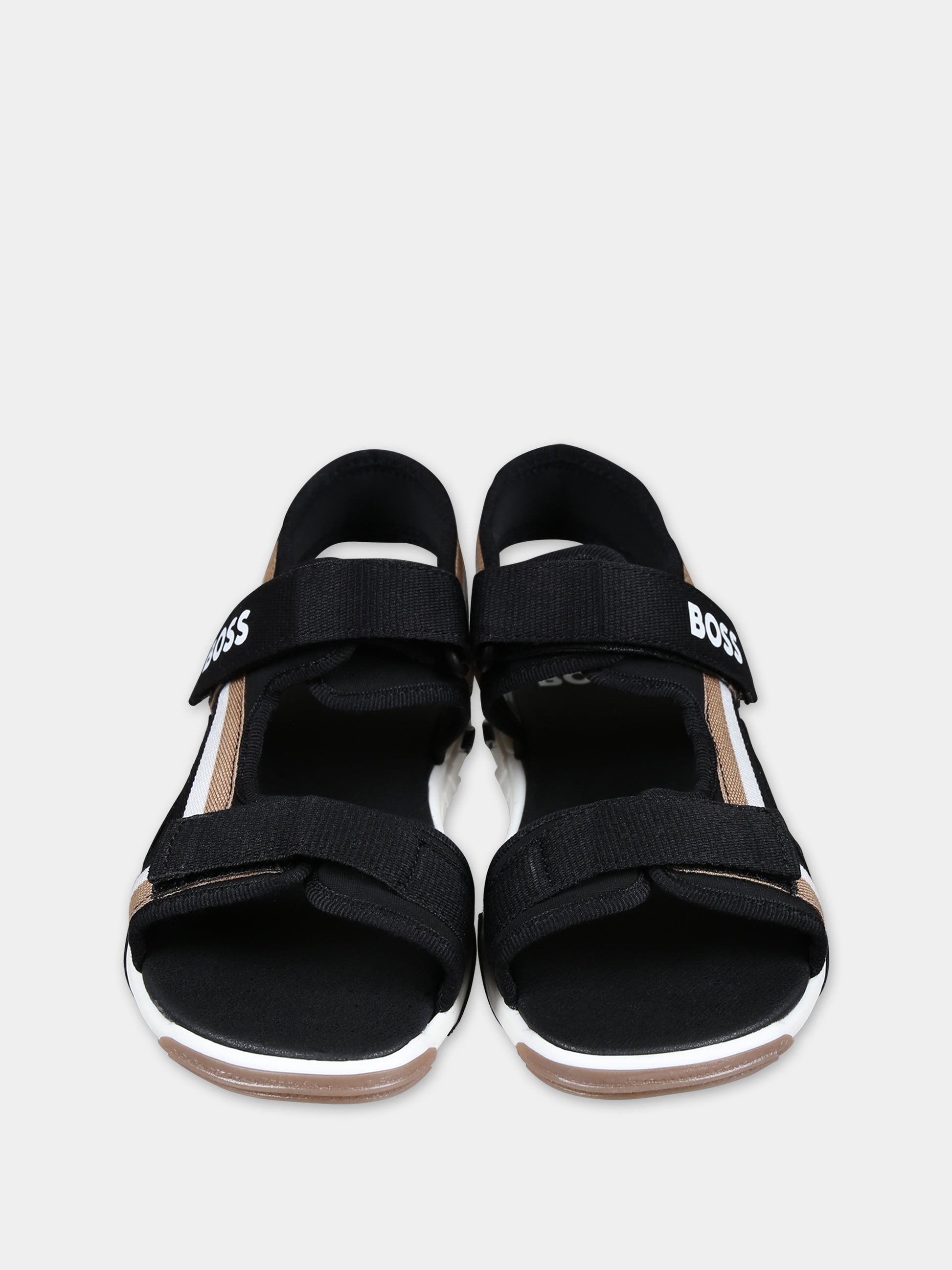 Sandali neri per bambino con logo,Boss,J50877 09B