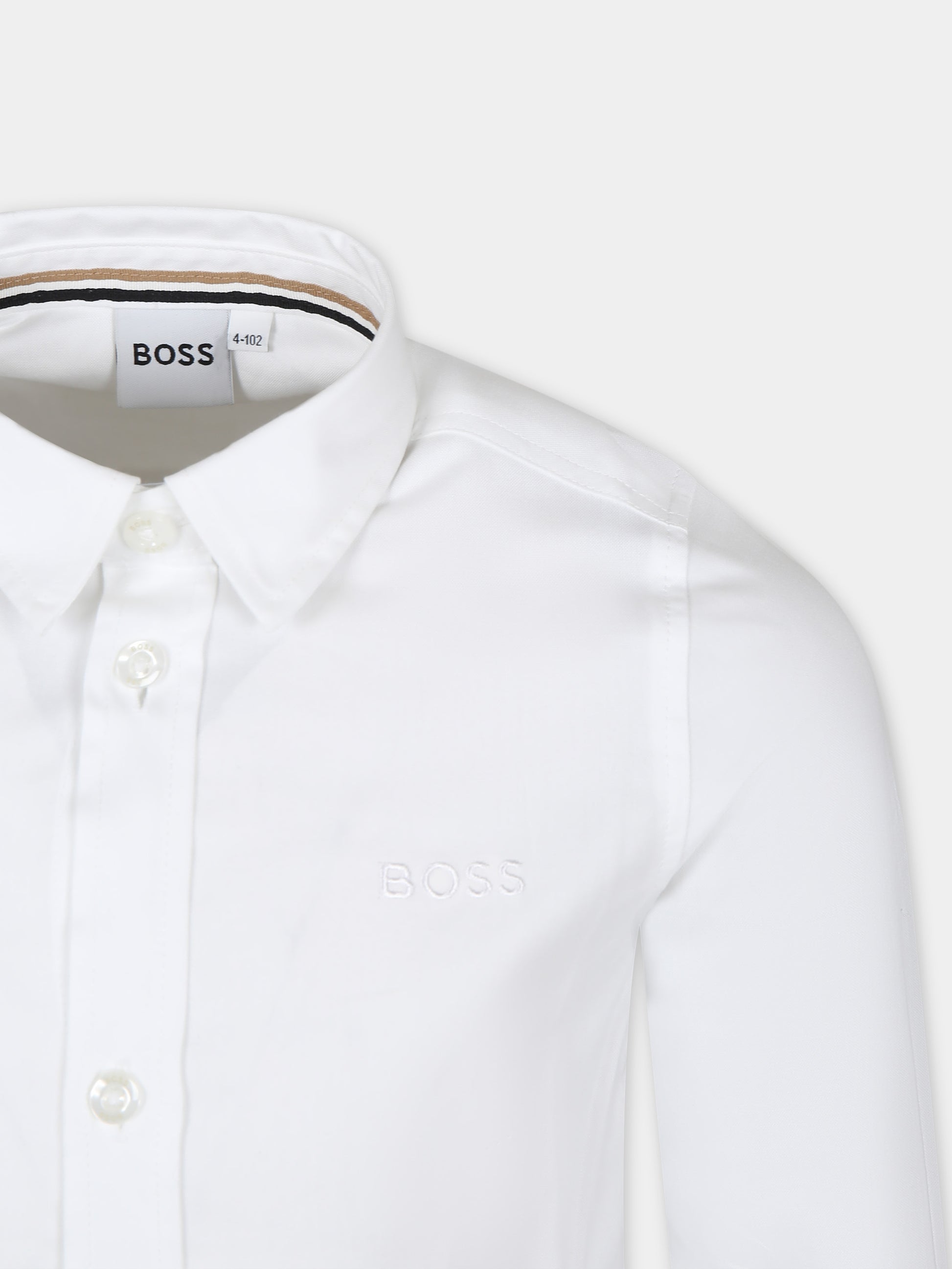 Camicia bianca per bambino con logo,Boss,J50694 10P