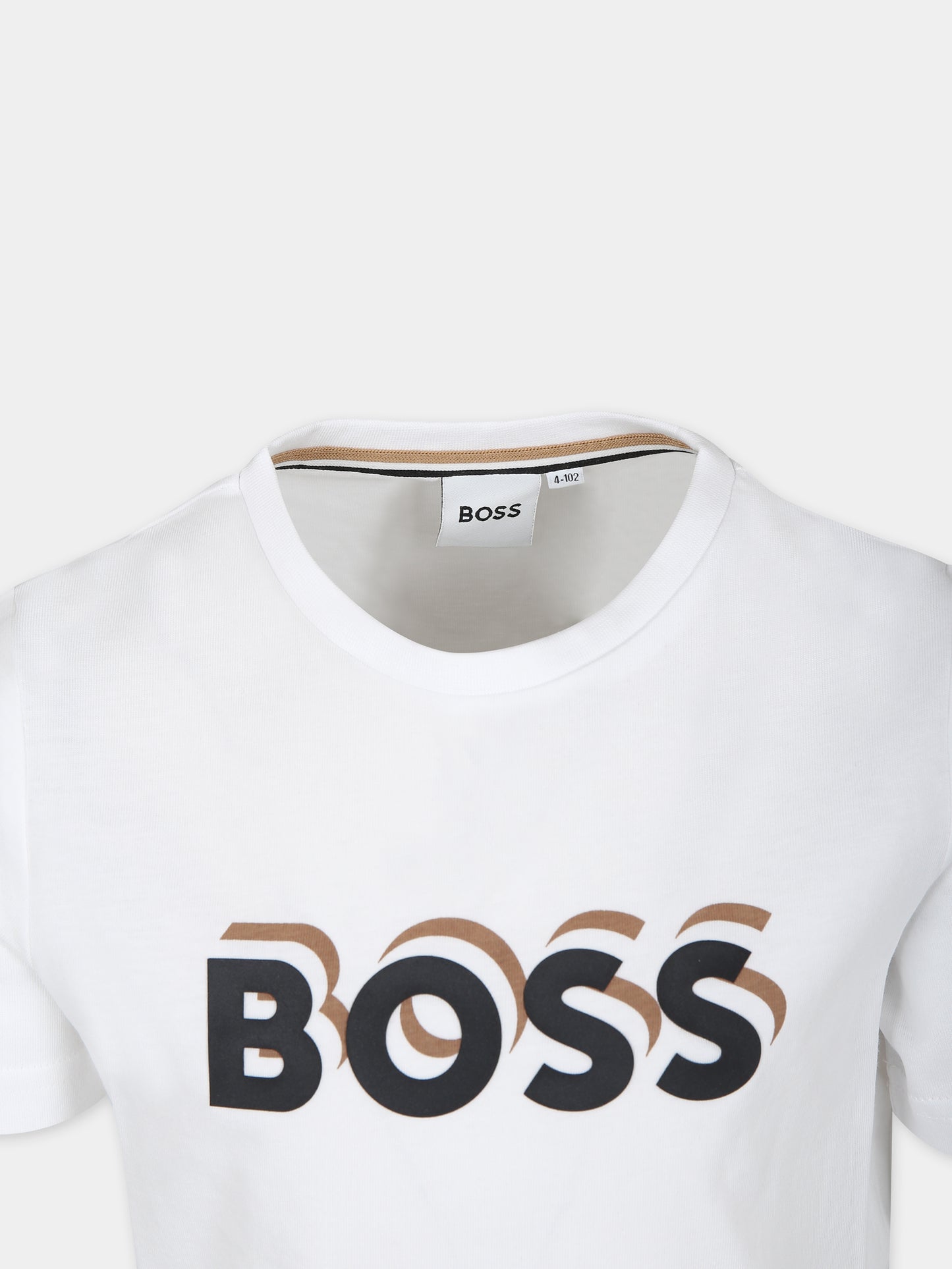T-shirt bianca per bambino con logo,Boss,J50723 10P