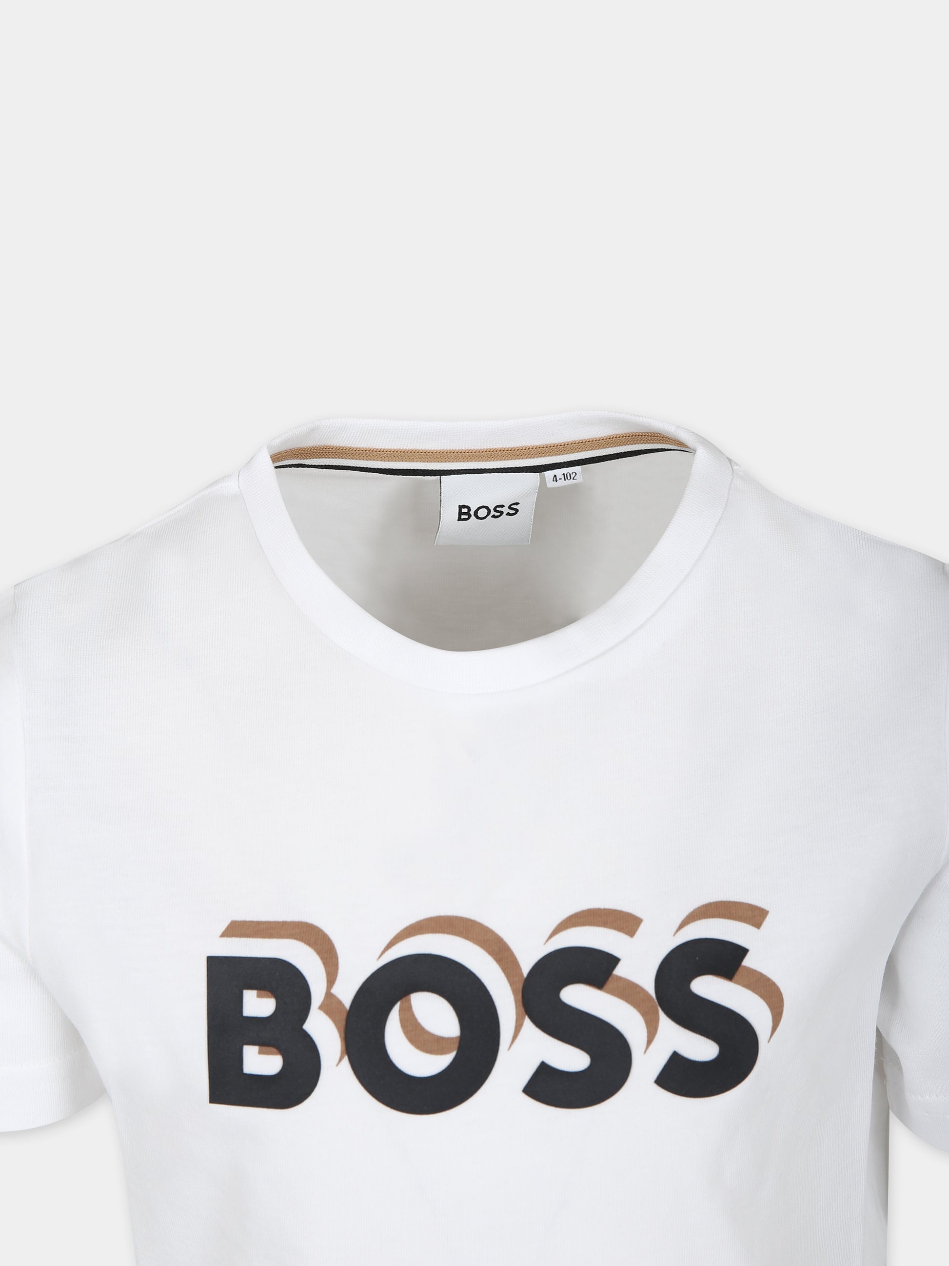 T-shirt bianca per bambino con logo,Boss,J50723 10P