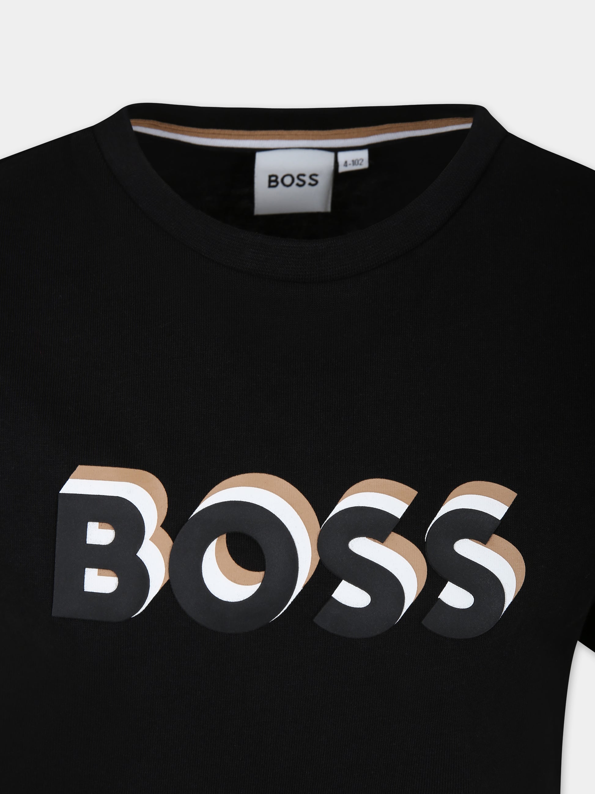 T-shirt nera per bambino con logo,Boss,J50723 09B