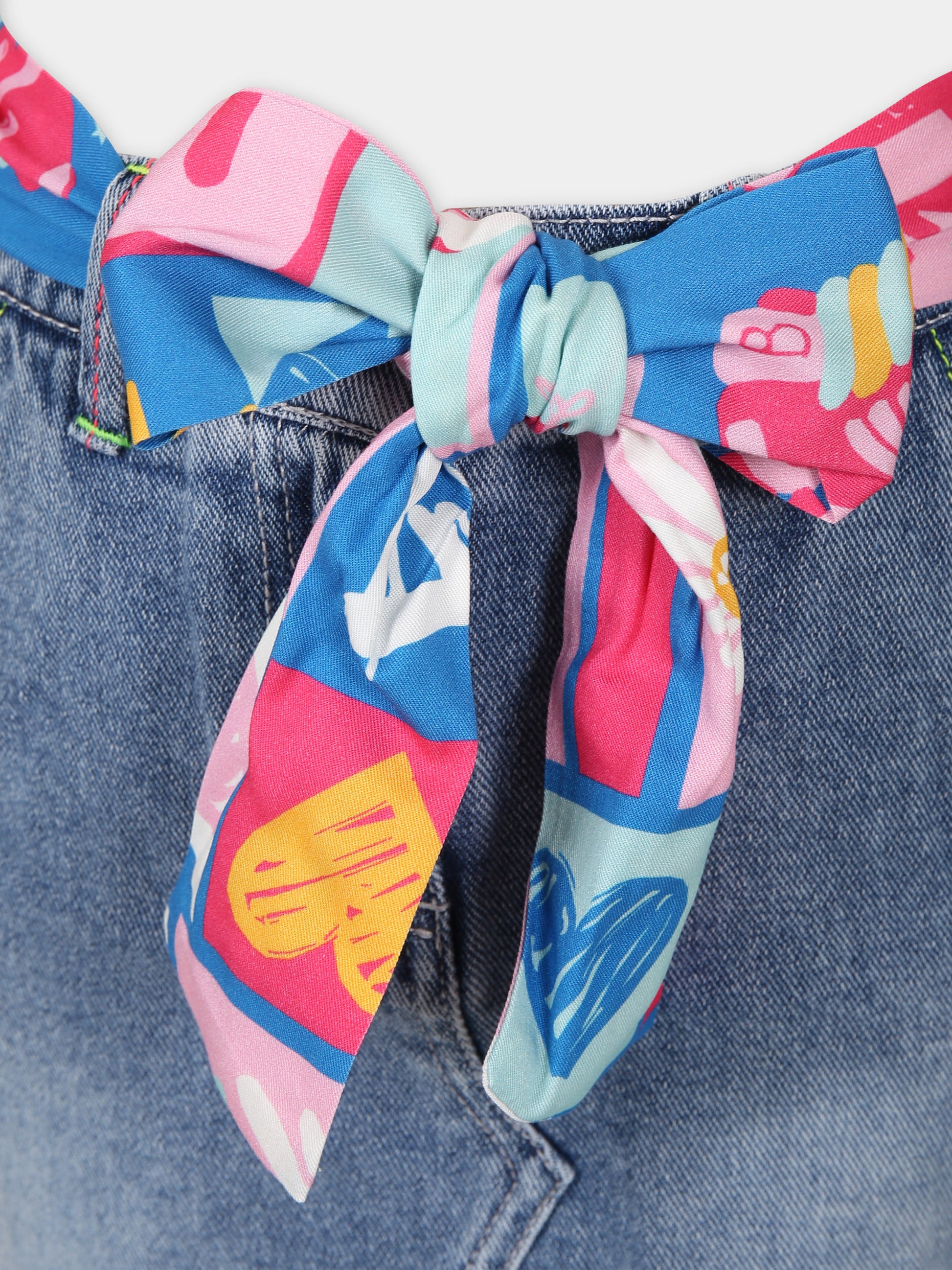 Gonna denim per bambina con cintura multicolor,Billieblush,U20137 Z13