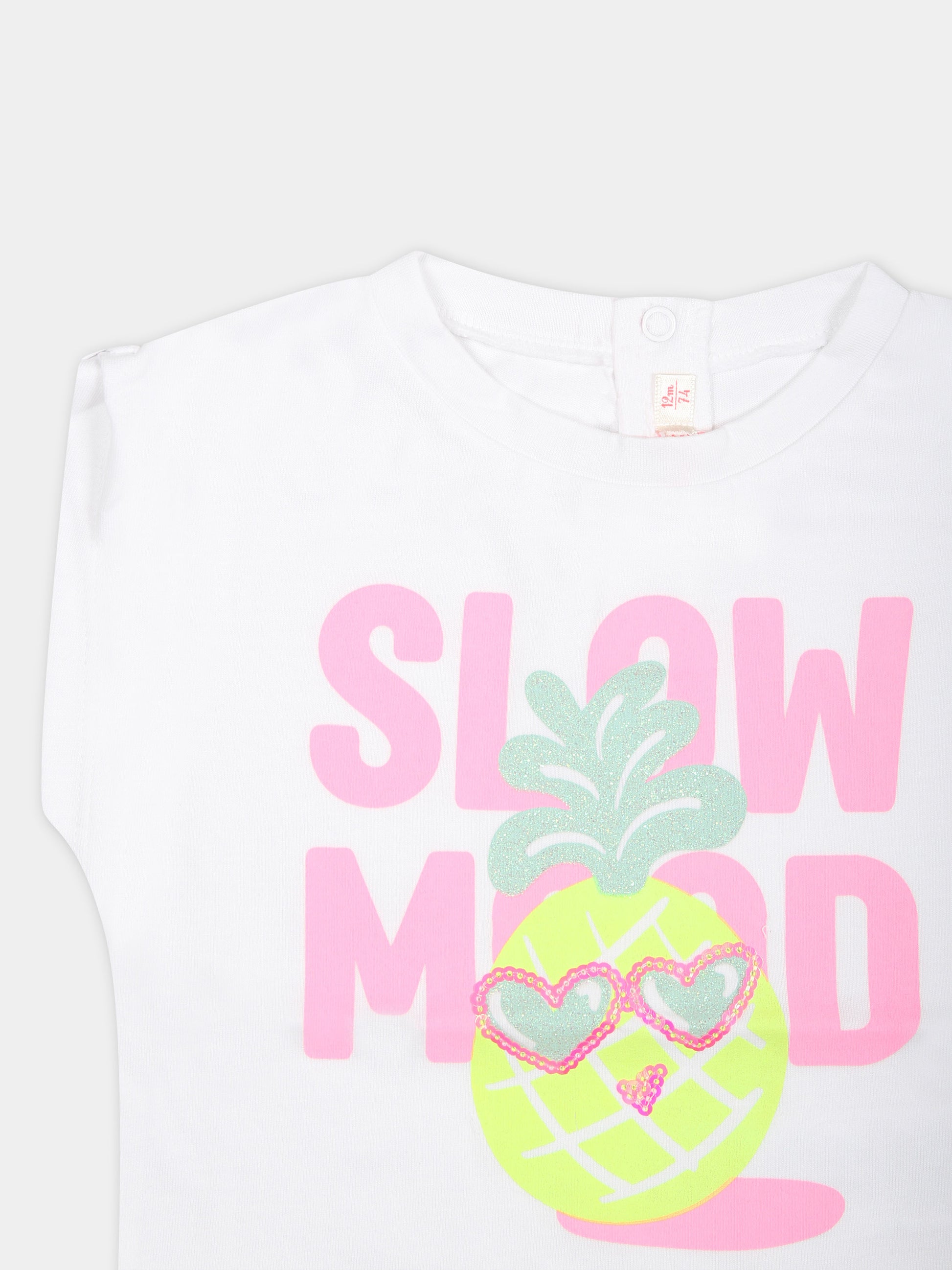 T-shirt bianca per neonata con stampa multicolor,Billieblush,U20039 10P