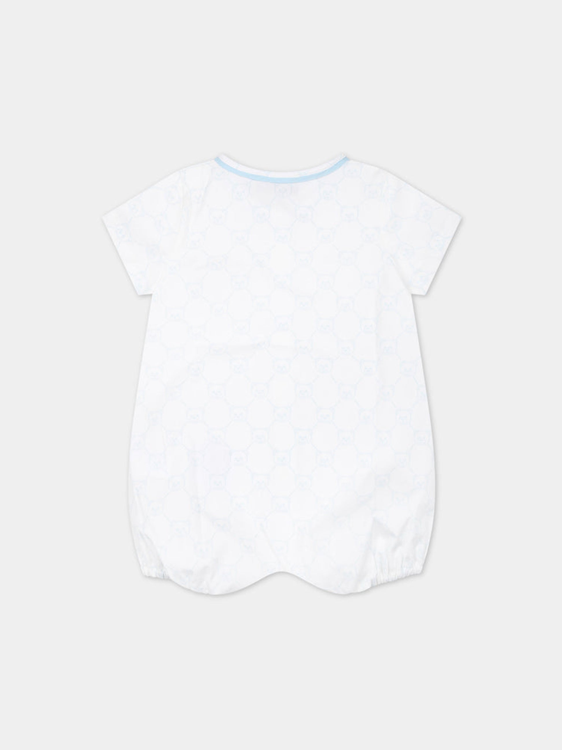 Pagliaccetto bianco per neonato con fantasia Teddy Bear e logo,Moschino Kids,MUY05X LLB32 84489