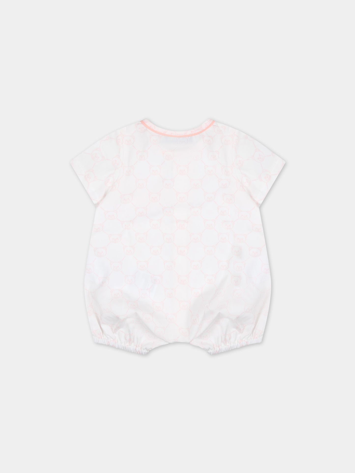 Pagliaccetto bianco per neonata con fantasia Teddy Bear e logo,Moschino Kids,MUY05X LLB32 84488