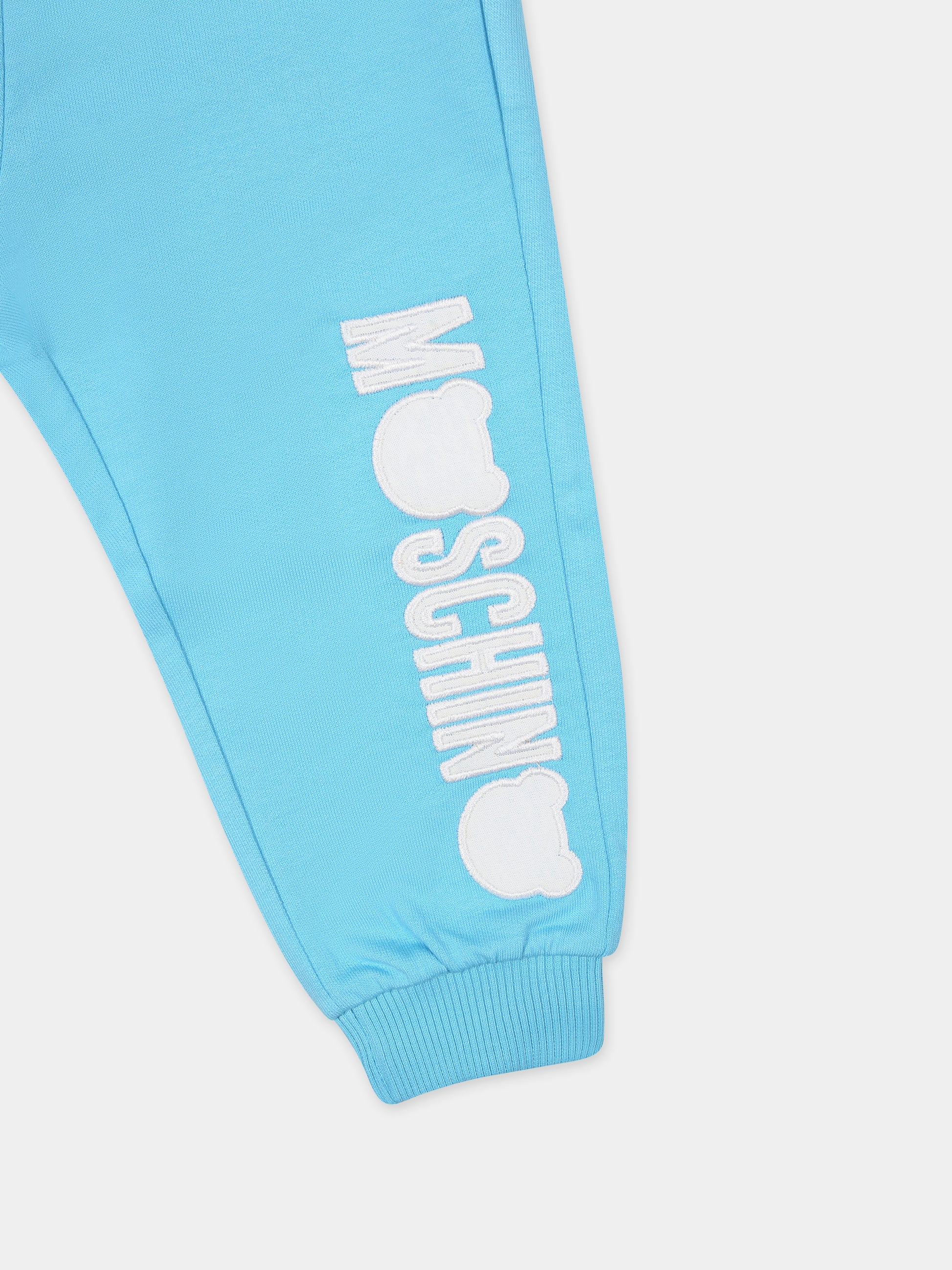 Completo celeste per neonata con logo,Moschino Kids,MOK049 LCA51 40538