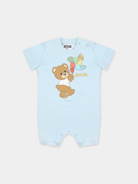 Tutina celeste per neonato con Teddy Bear e girandola,Moschino Kids,MUT03U LAA03 40304