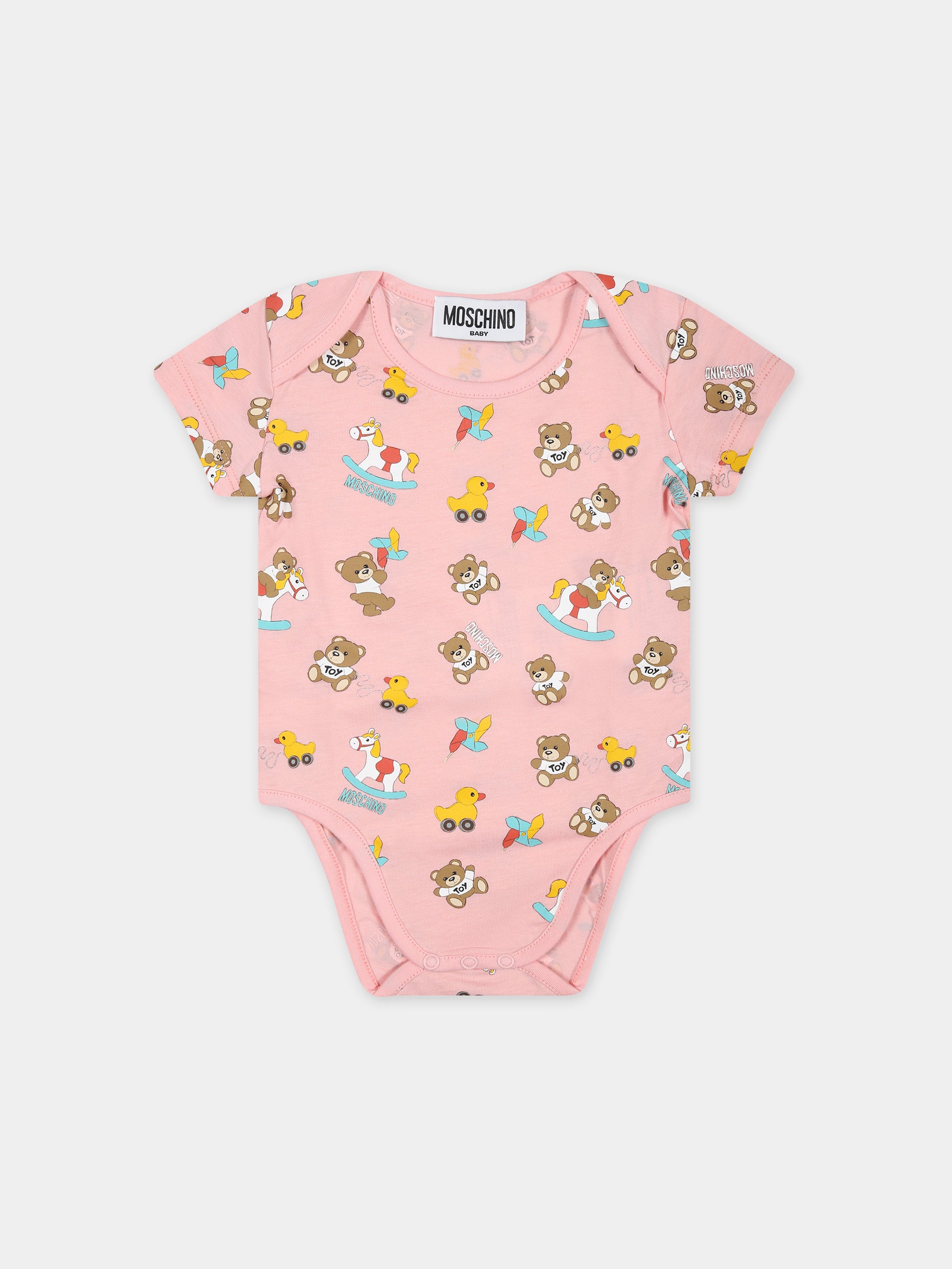 Set rosa per neonata con Teddy Bear,Moschino Kids,M7Y017 LAB92 83536