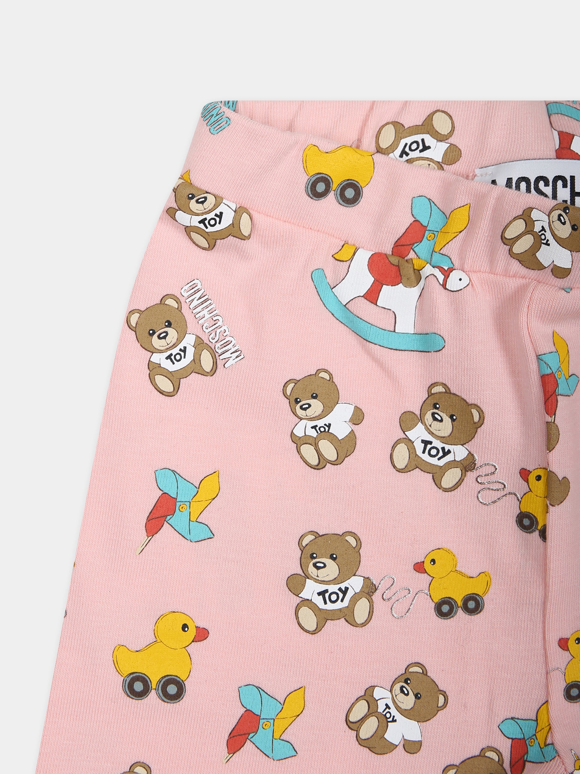 Completo multicolor per neonata con Teddy Bear e paperelle,Moschino Kids,MDG011 LBBD7 83536