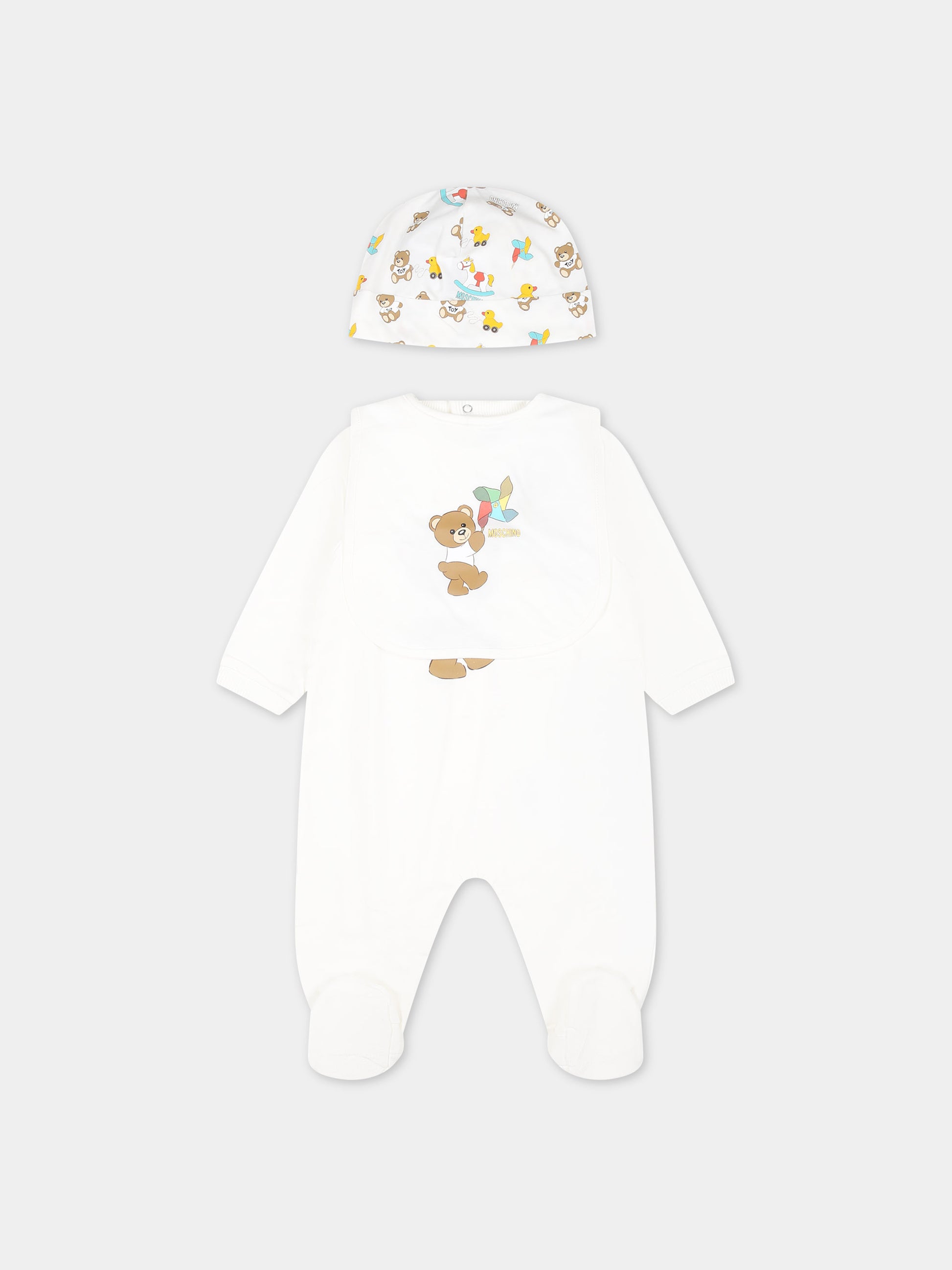 Set avorio per neonati con Teddy Bear,Moschino Kids,MNY03I LCA19 10063