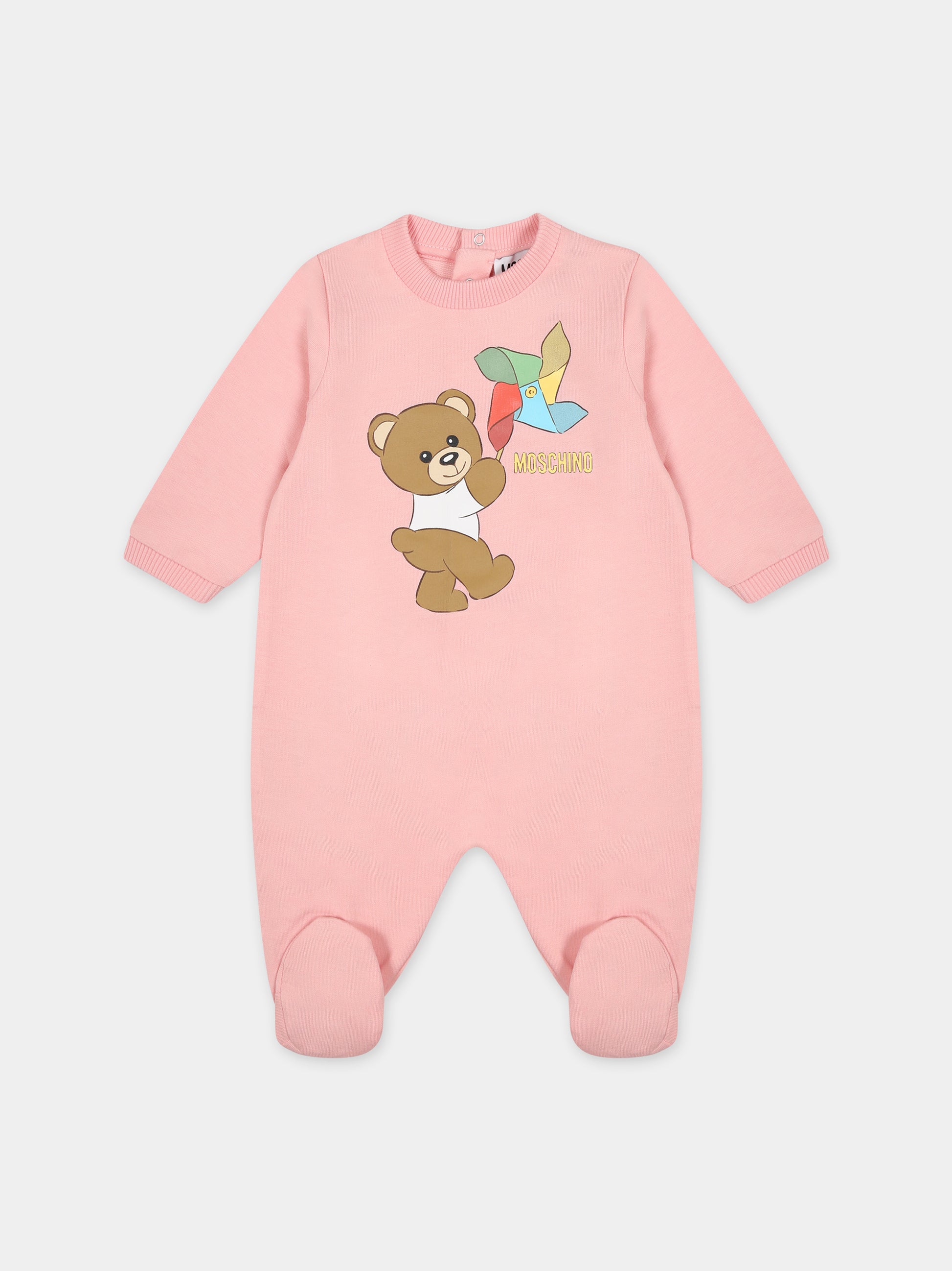 Tutina rosa per neonata con Teddy Bear e girandola multicolor,Moschino Kids,MUT03V LCA19 50209