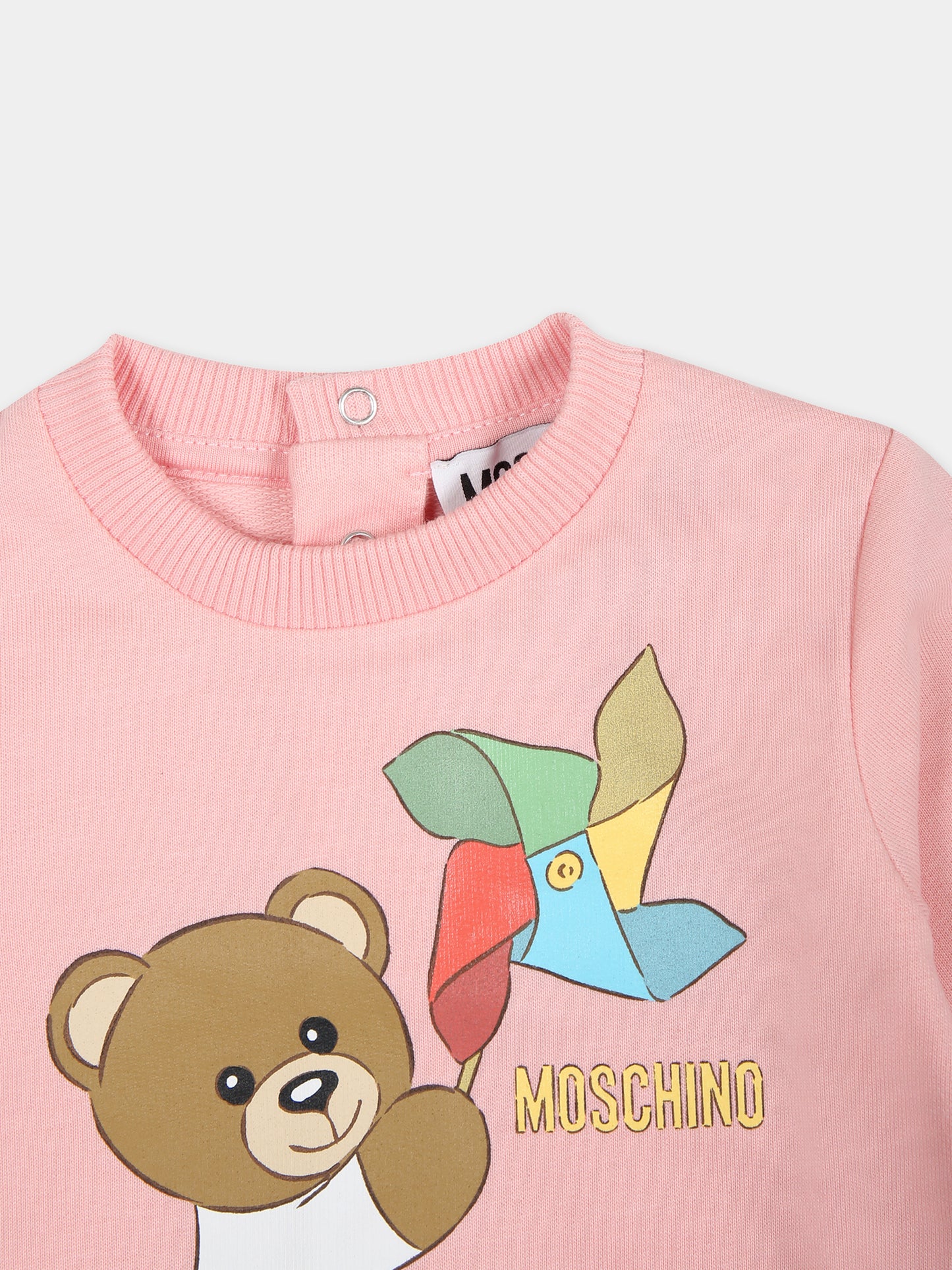 Tutina rosa per neonata con Teddy Bear e girandola multicolor,Moschino Kids,MUT03V LCA19 50209