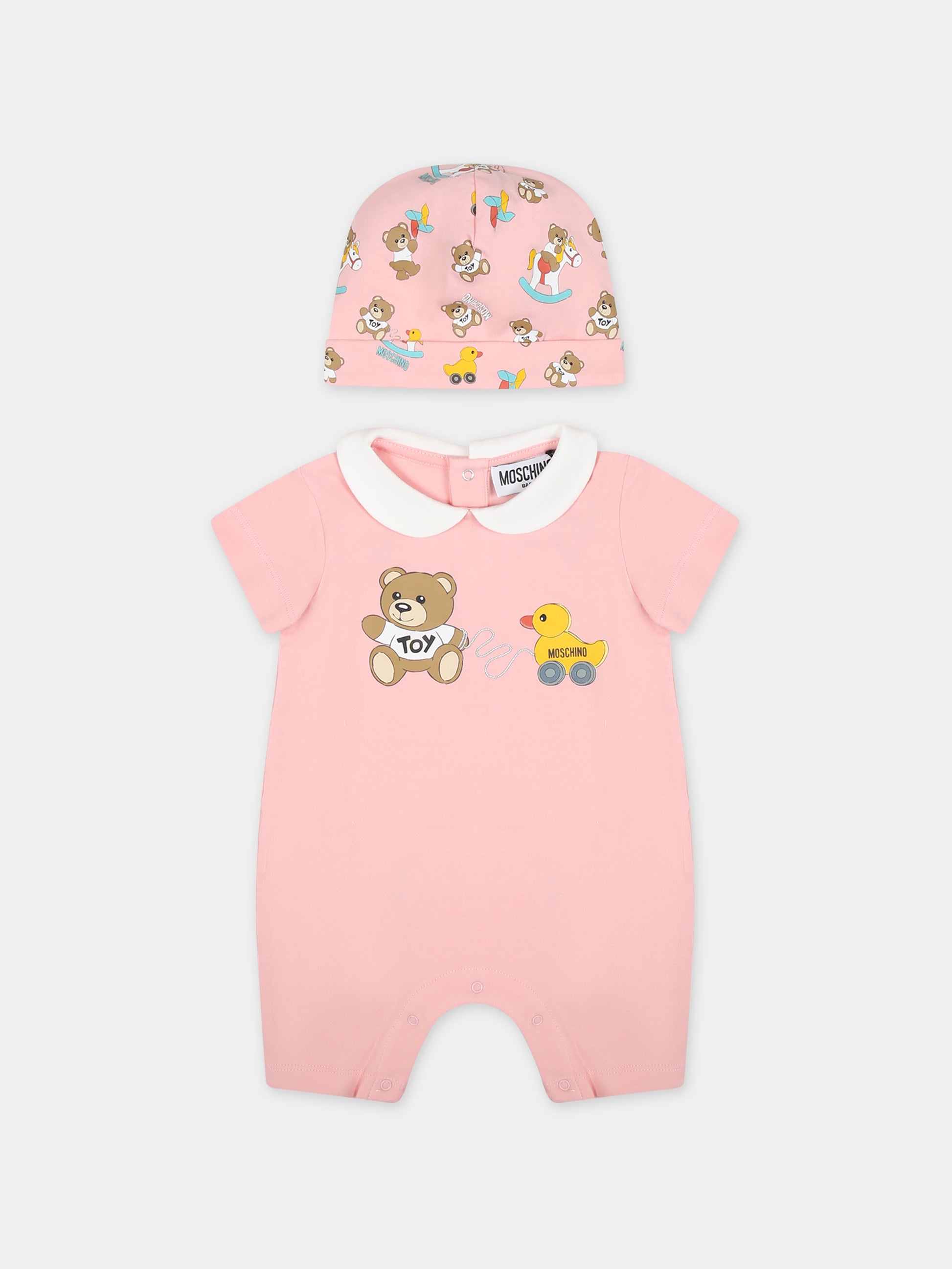 Set rosa per neonata con Teddy Bear,Moschino Kids,MMY056 LBA00 50209