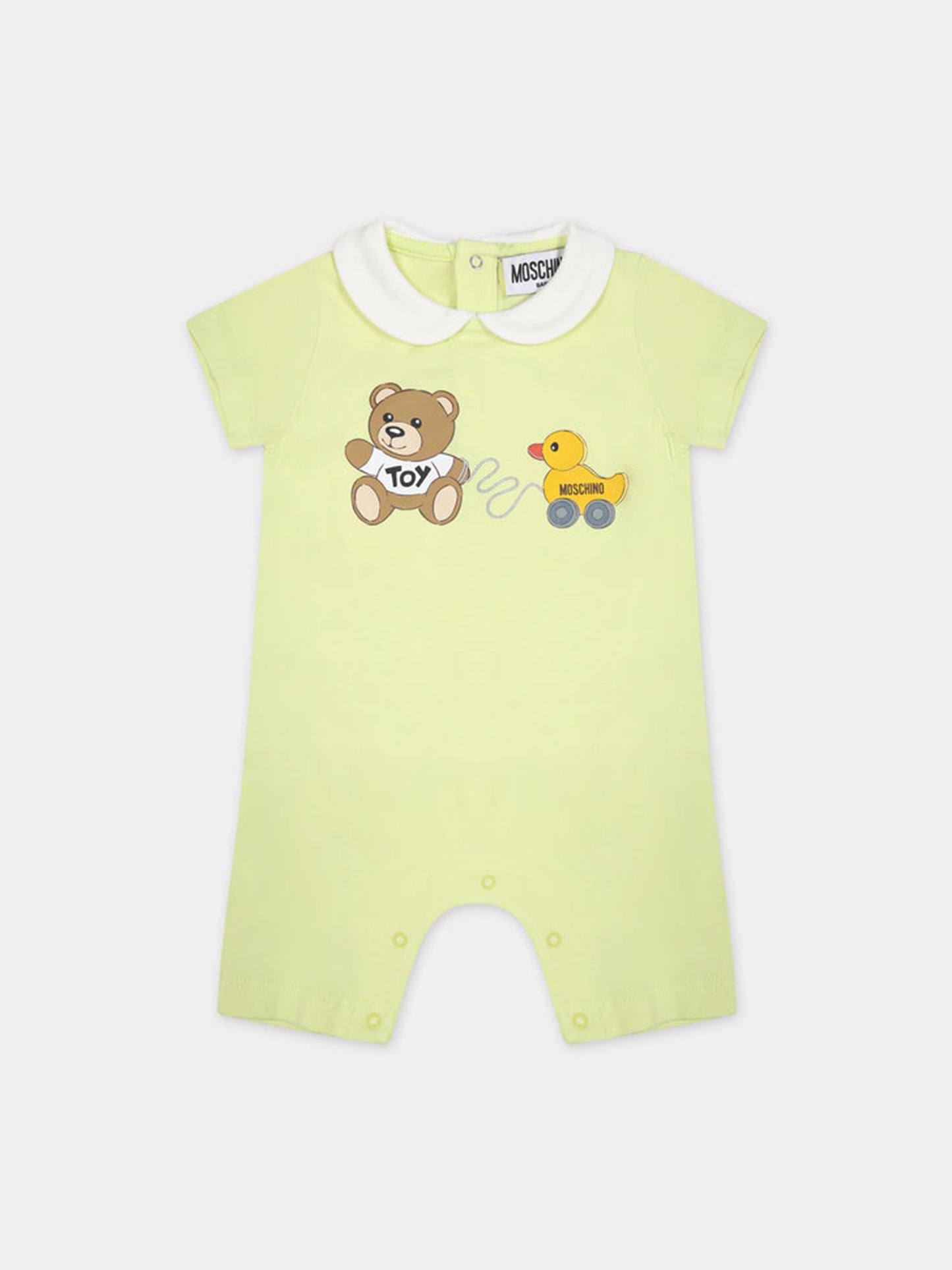 Tutina verde per neonati con Teddy Bear e paperella,Moschino Kids,MUT03T LBA00 30045