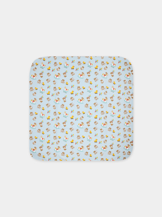 Coperta celeste per neonato con fantasia all-over,Moschino Kids,M7B005 LCB50 83537