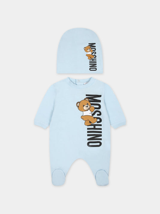 Set celeste per neonato con Teddy Bear,Moschino Kids,MUY05Z LAA17 40304