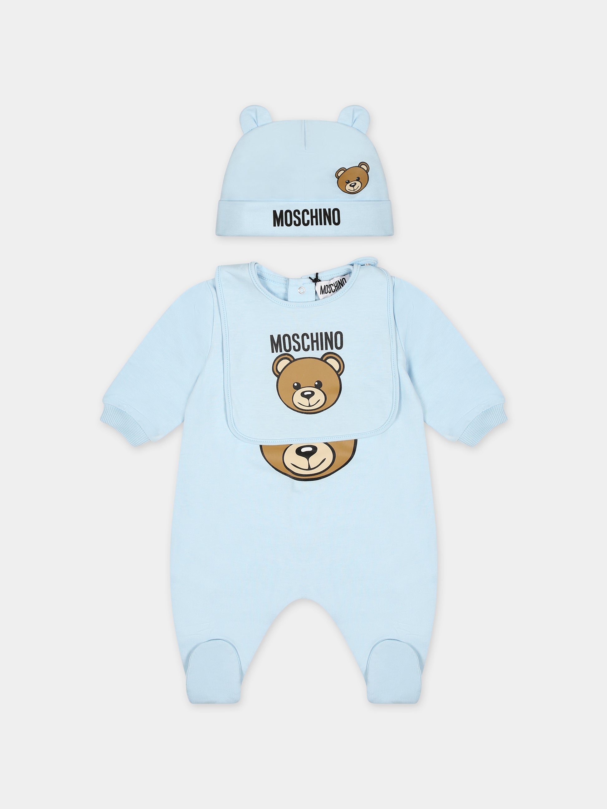 Set celeste per neonato con Teddy Bear,Moschino Kids,MUY067 LCA19 40304