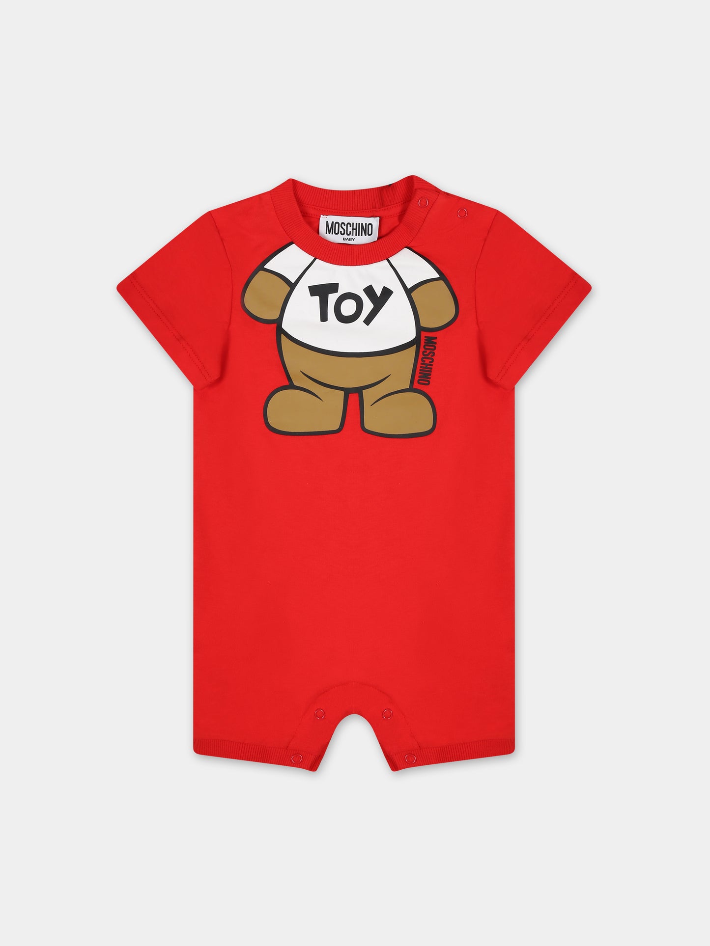 Pagliaccetto rosso per neonati con Teddy Bear,Moschino Kids,MNY022 LAA33 50109