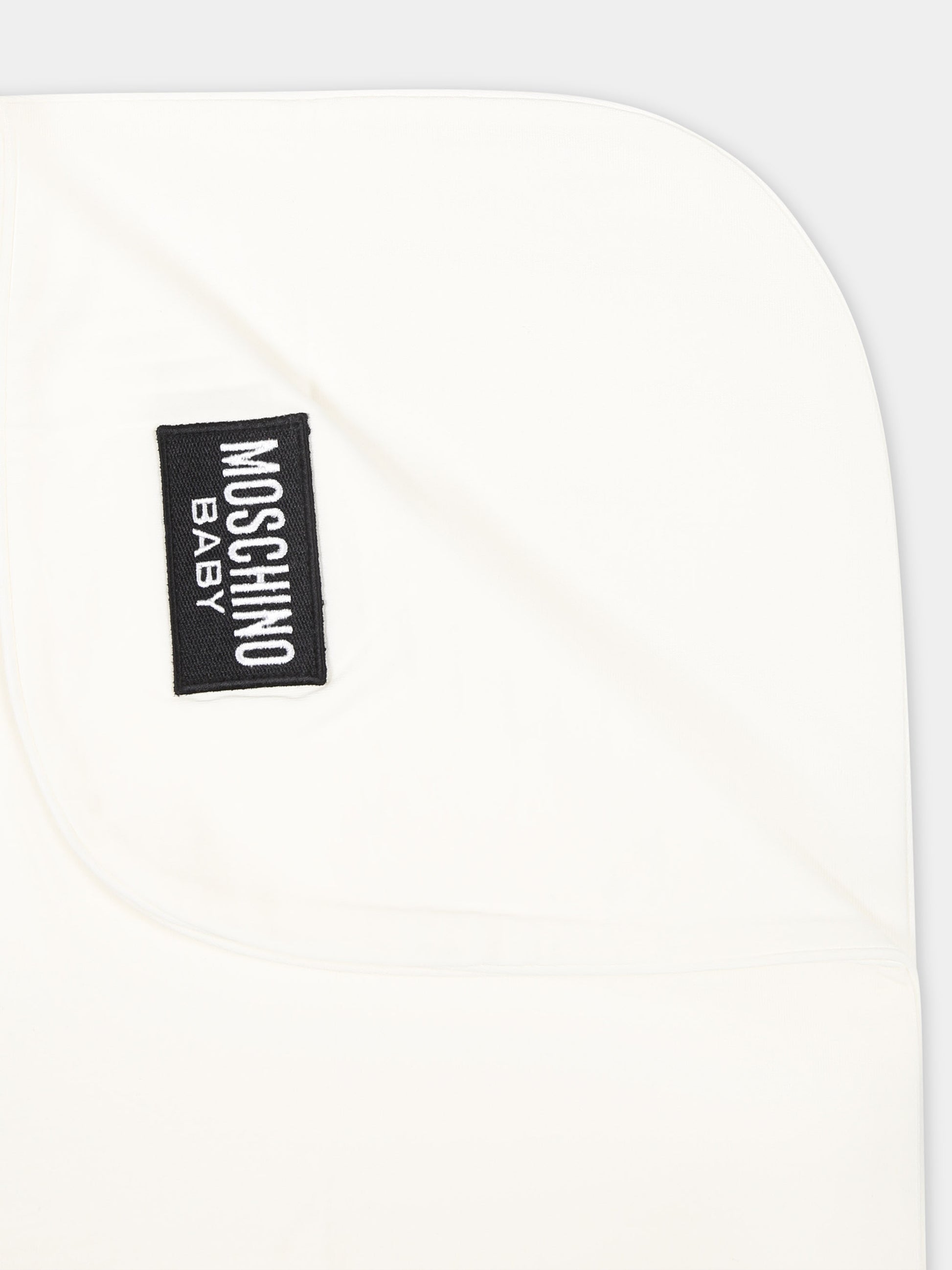 Coperta avorio per neonati con Teddy Bear e logo,Moschino Kids,M6B005 LCA19 10063