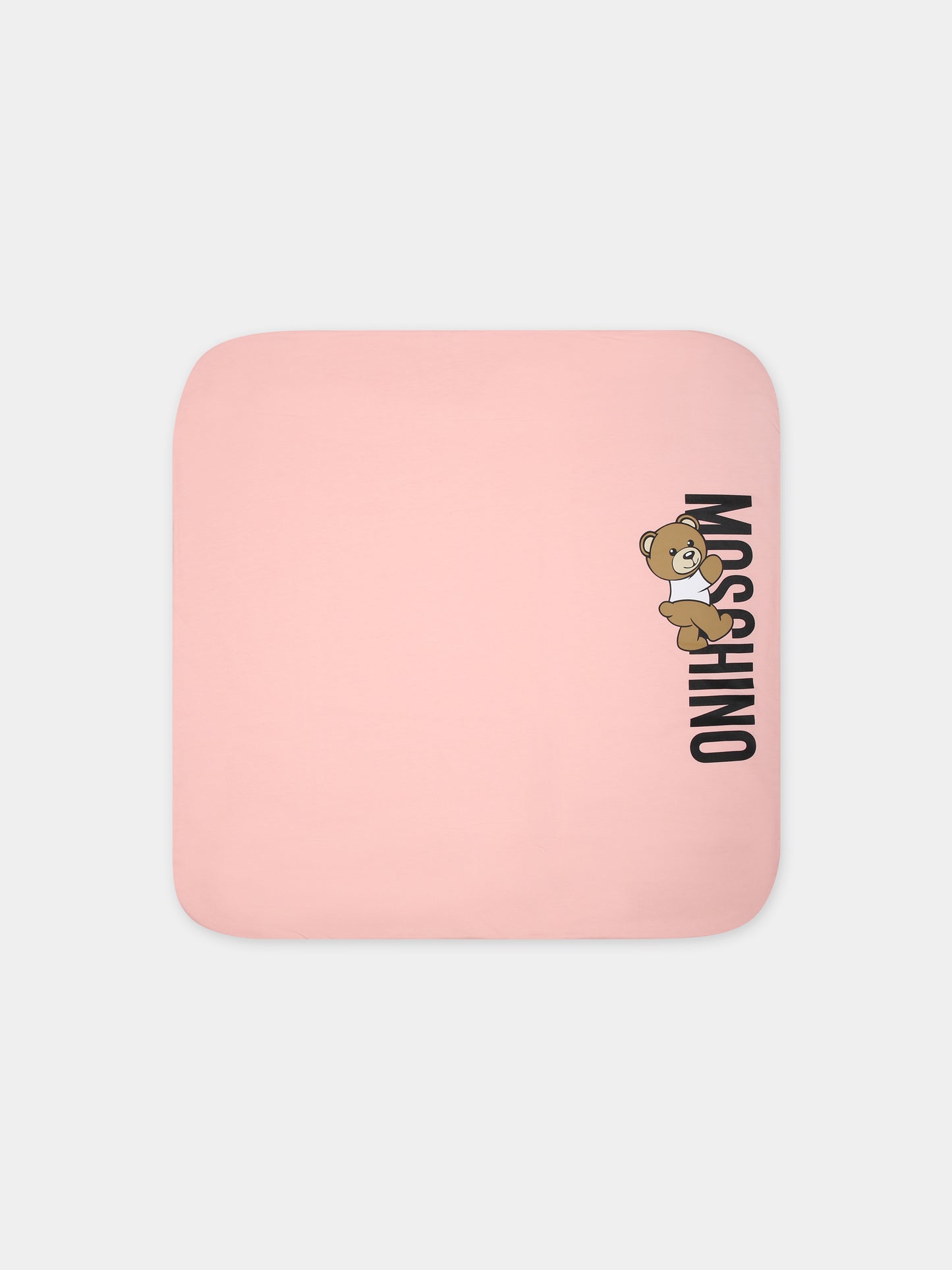 Coperta rosa per neonato con Teddy Bear e logo,Moschino Kids,M8B005 LCA30 50209
