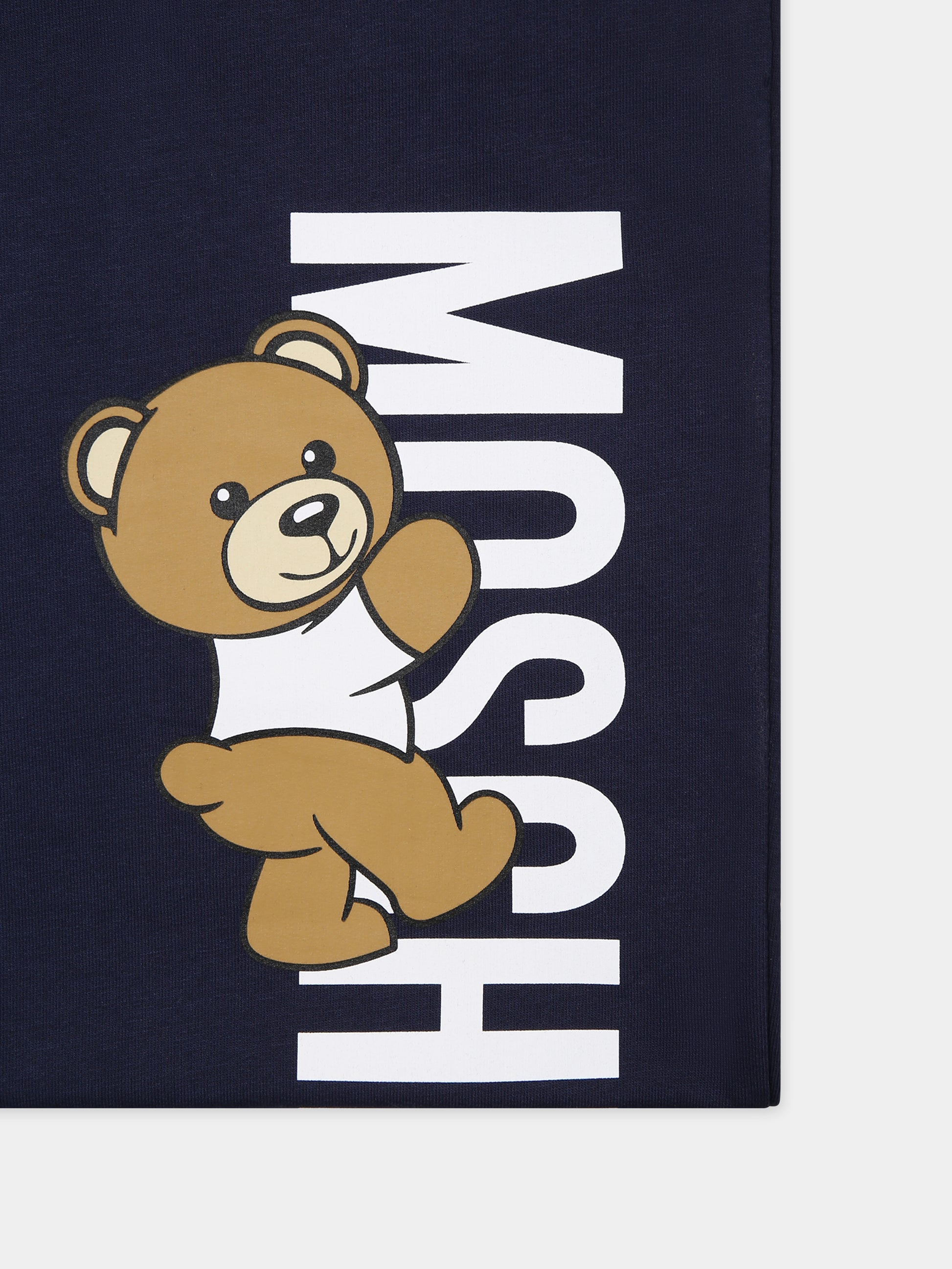 Coperta blu per neonati con Teddy Bear e logo,Moschino Kids,M8B005 LCA30 40016