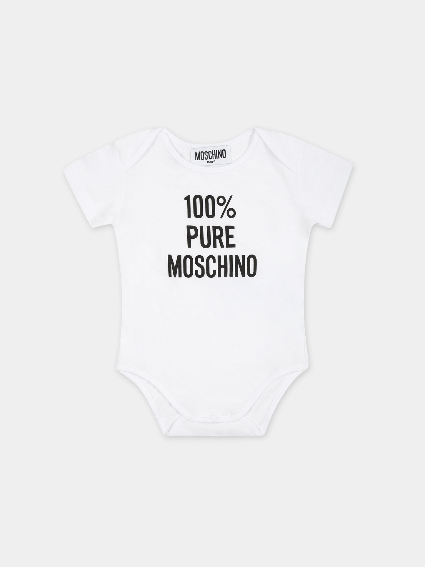 Body bianco per neonati con logo,Moschino Kids,MNY03N LAA01 10101