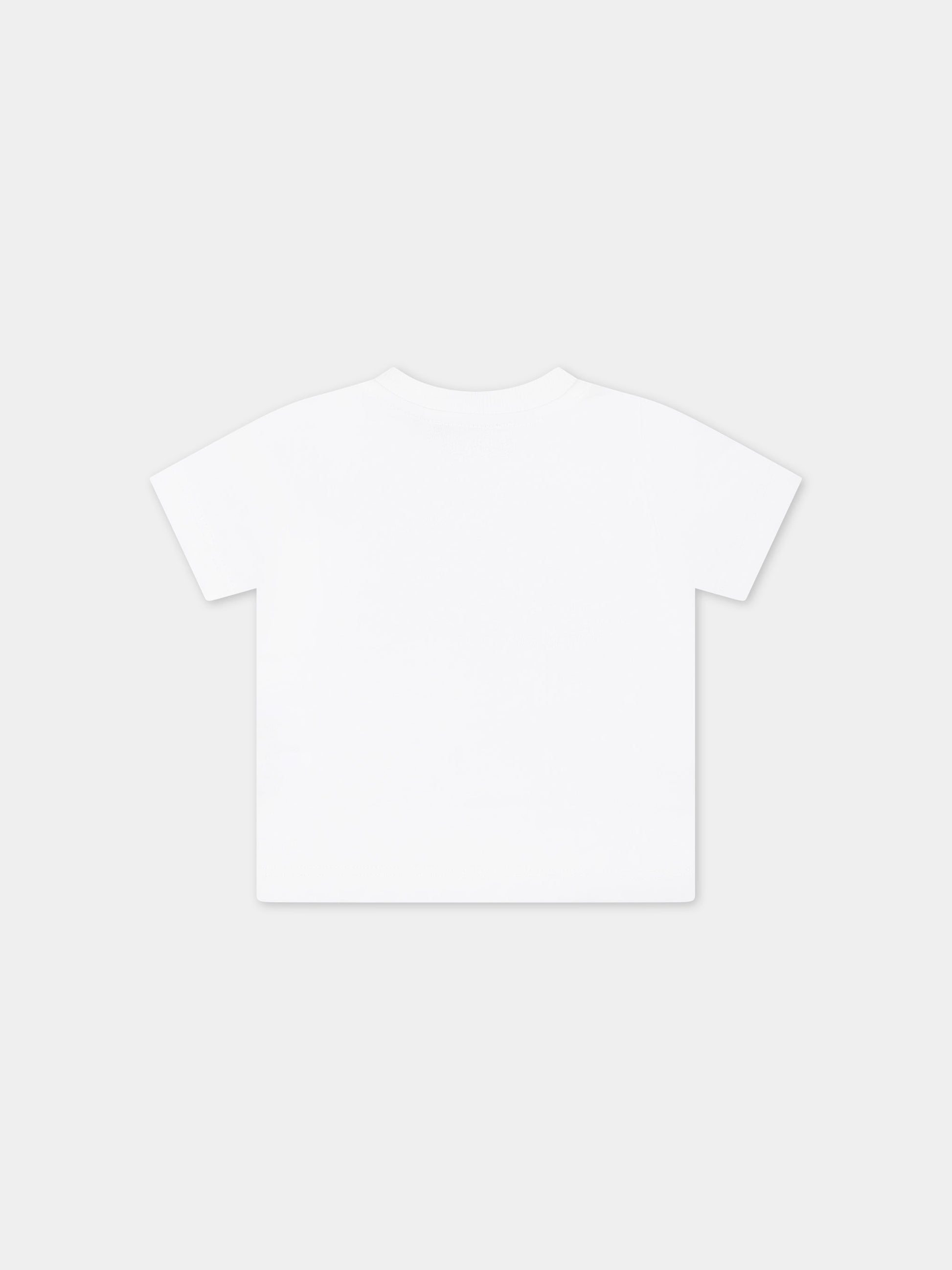 T-shirt bianca per neonato con Teddy Bears e logo,Moschino Kids,MWM032 LAA03 10101