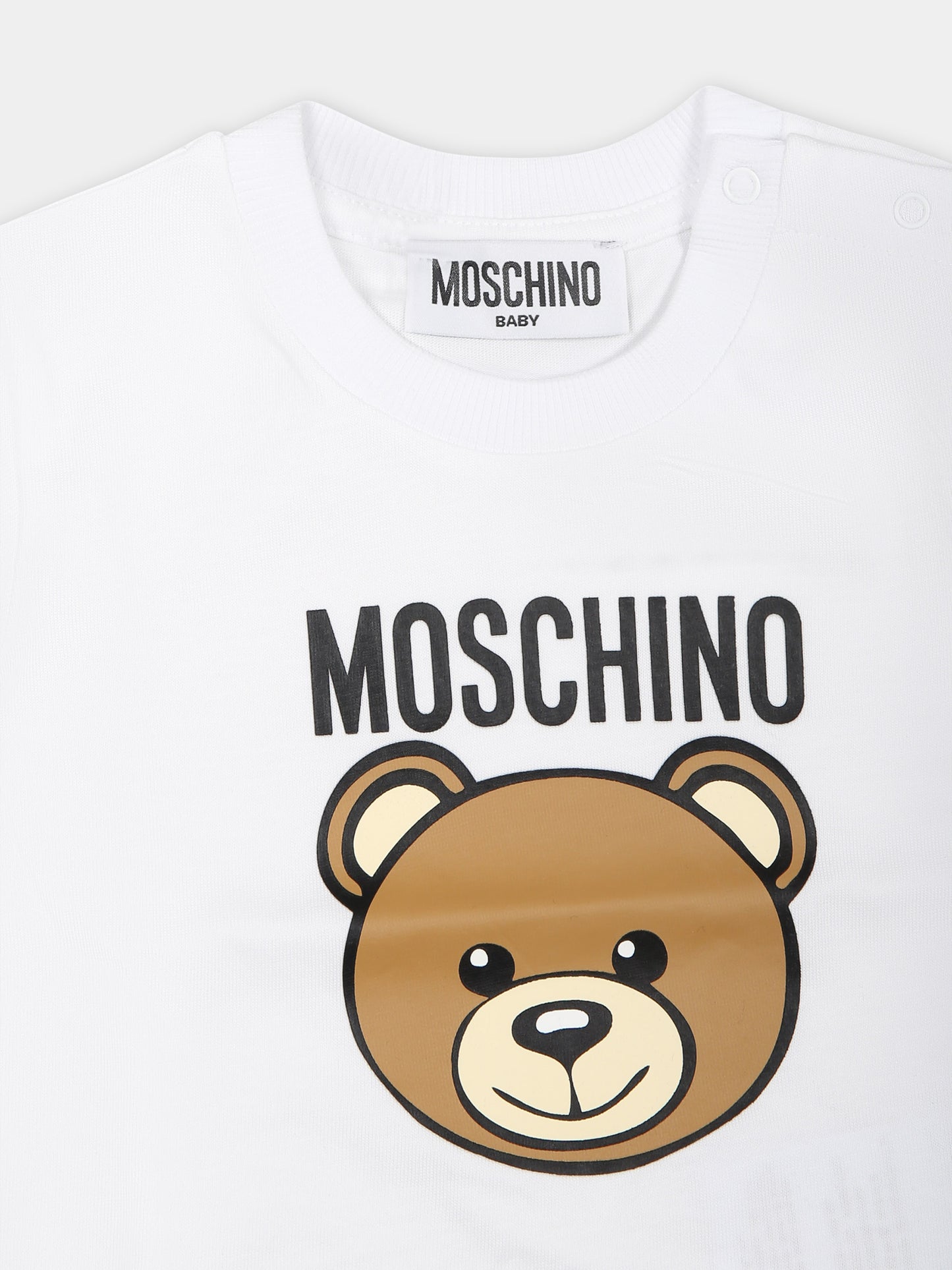 T-shirt bianca per neonati con Teddy Bear,Moschino Kids,MUM03Y LAA02 10101