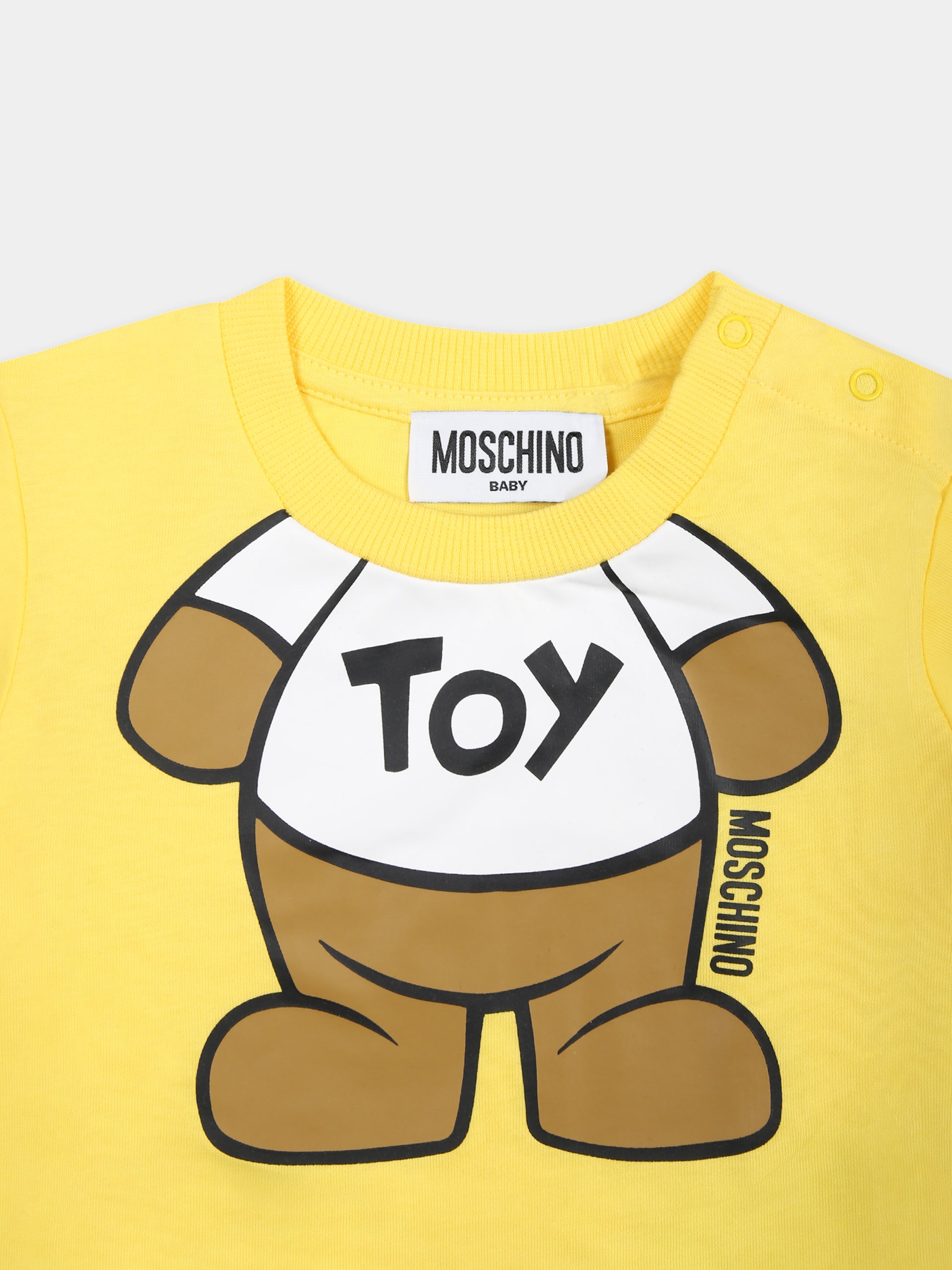 T-shirt gialla per neonati con Teddy Bear e logo,Moschino Kids,MYM032 LAA33 50162