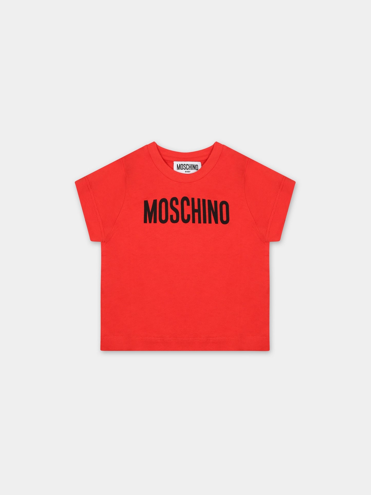 T-shirt rossa per neonati con logo,Moschino Kids,MUM03U LAA23 50109