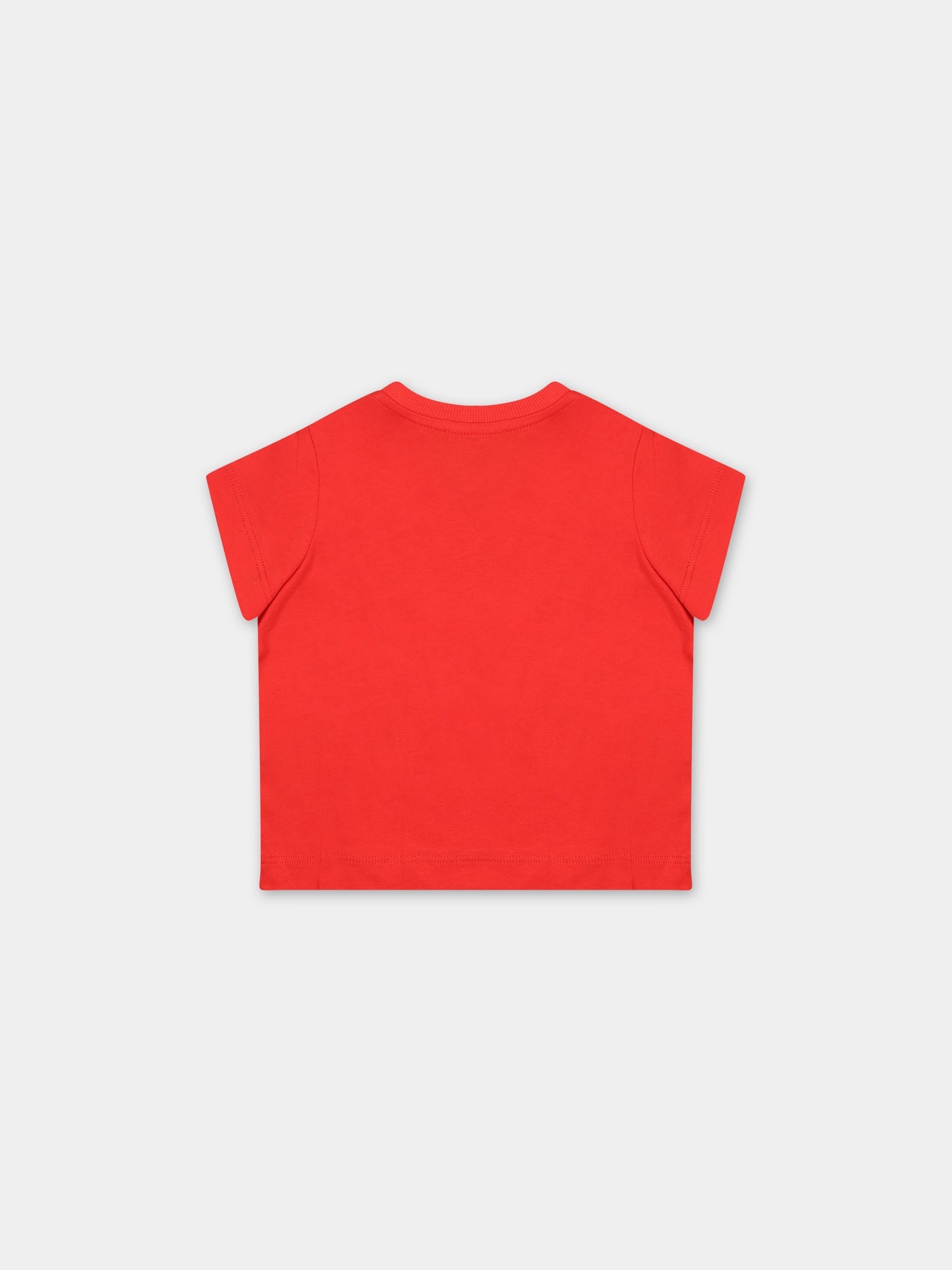 T-shirt rossa per neonati con logo,Moschino Kids,MUM03U LAA23 50109