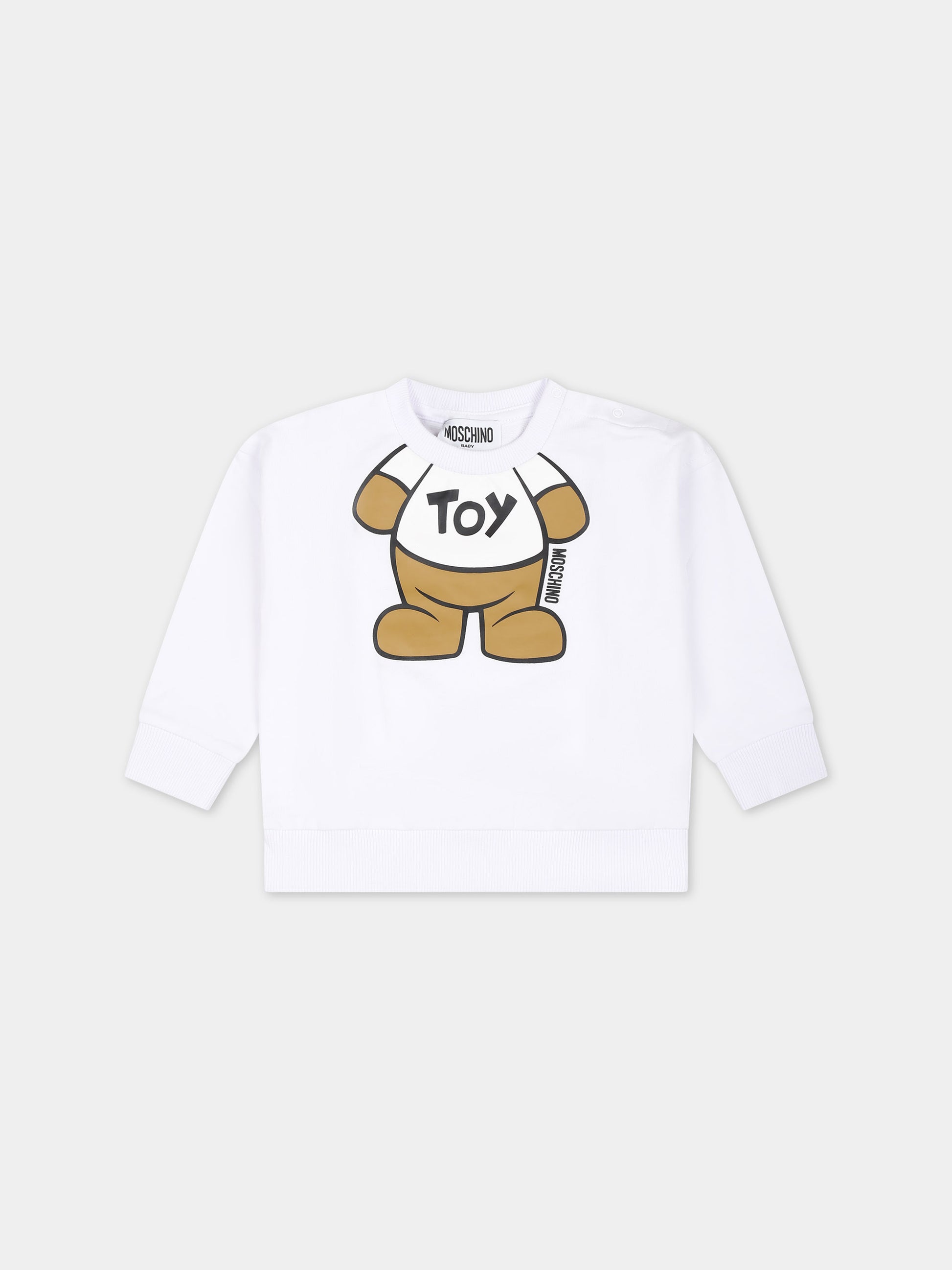 Felpa bianca per neonati con Teddy Bear,Moschino Kids,MYF03Q LCA69 10101
