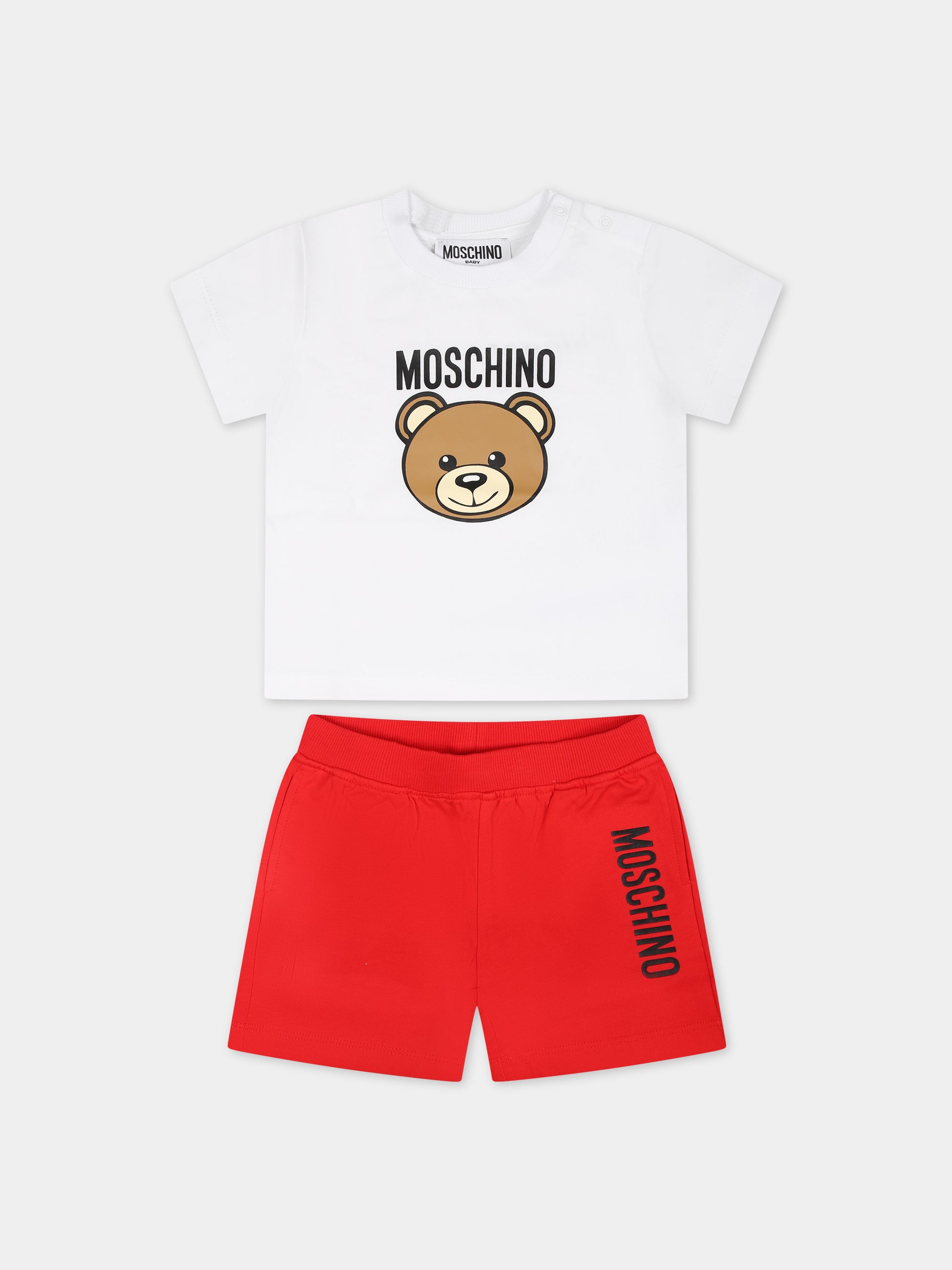 Completo multicolor per neonato con Teddy Bear e logo,Moschino Kids,MRG00M LAA02 82298