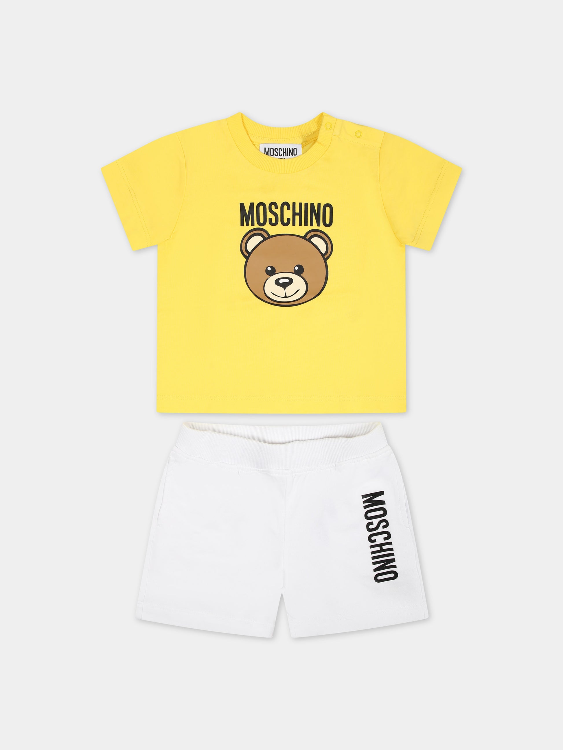 Completo multicolor per neonato con Teddy Bear e logo,Moschino Kids,MRG00M LAA02 83534