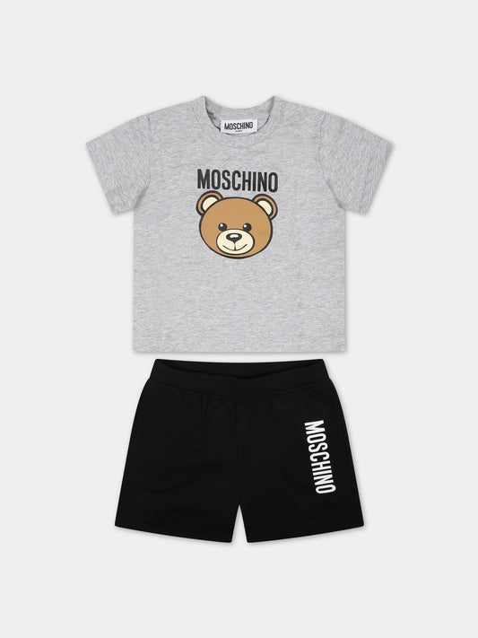 Completo multicolor per neonato con Teddy Bear e logo,Moschino Kids,MRG00M LAA02 82200