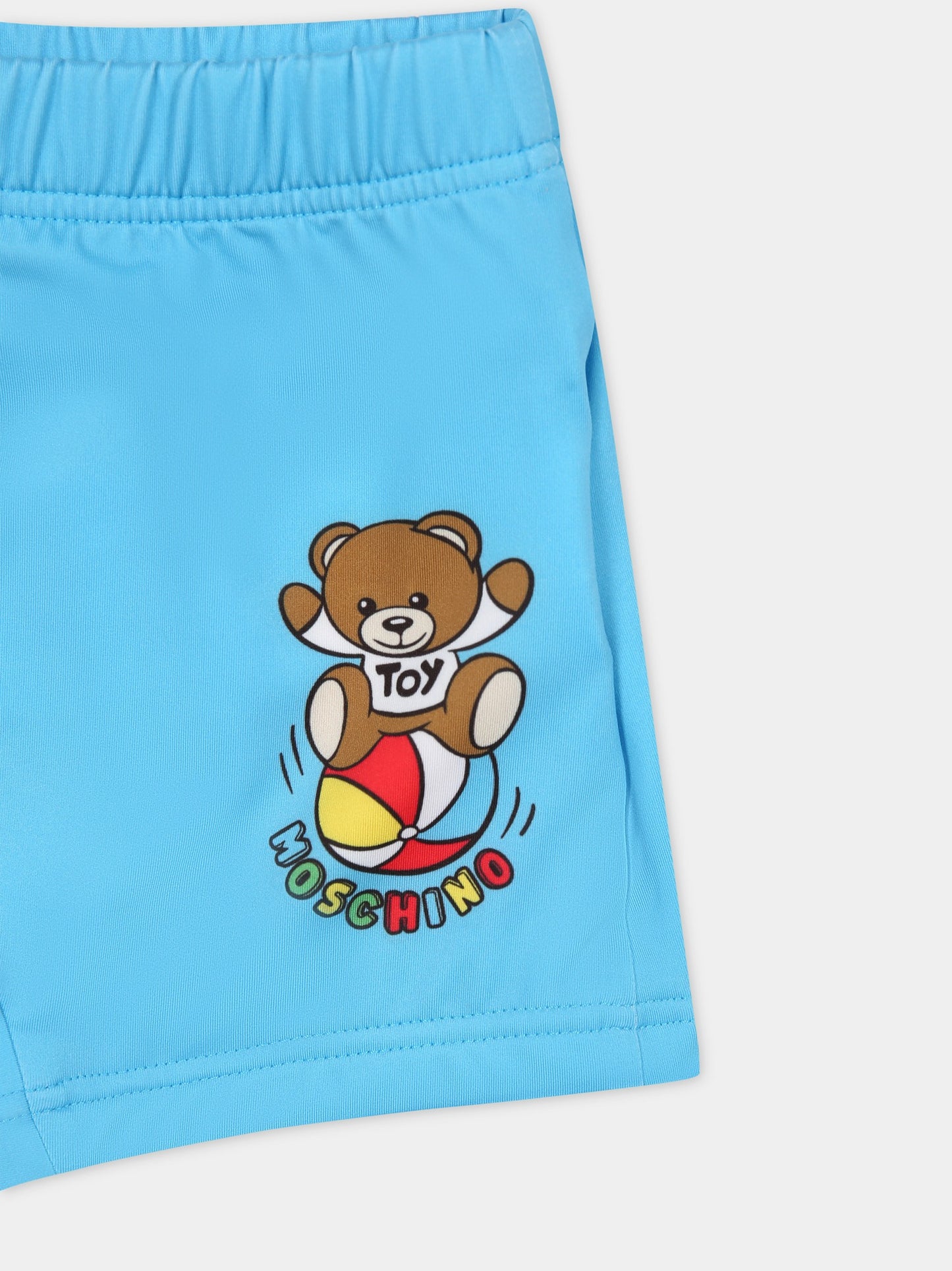 Boxer mare celeste per neonato con Teddy bear e logo multicolor,Moschino Kids,MVL006 LKA00 40538